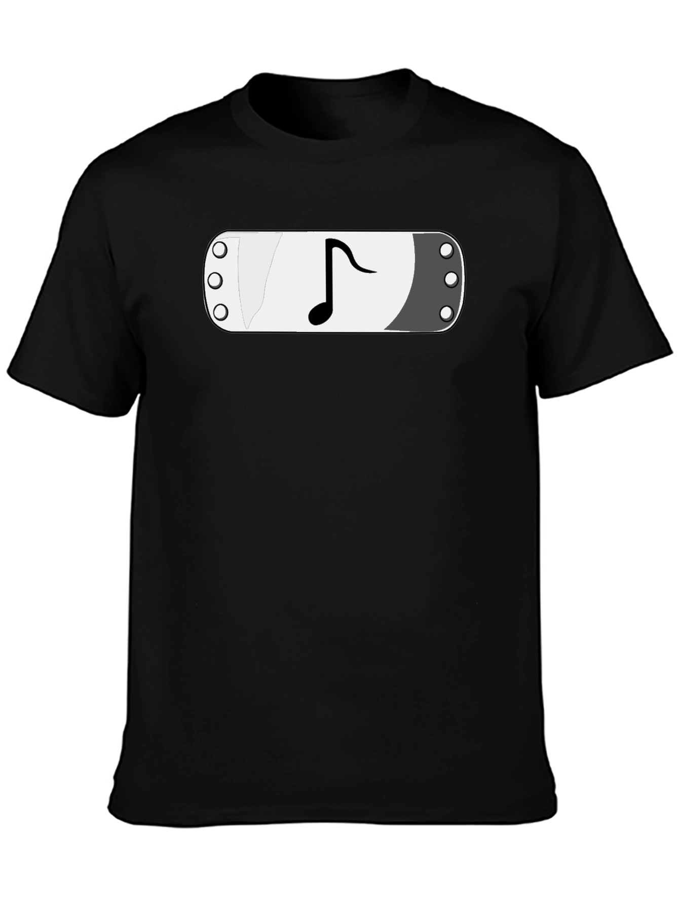 Musical Note Headband T-Shirt - Black Graphic Tee - 3