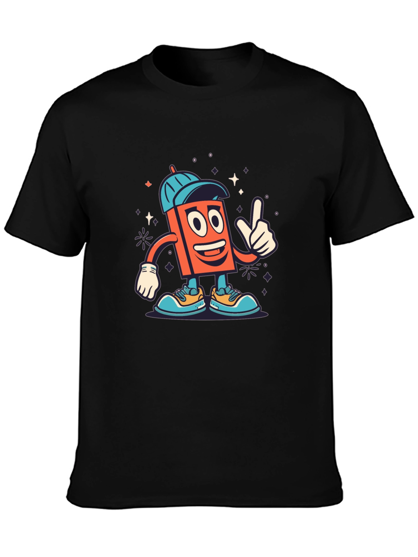 Black Cartoon Character Black T-Shirt view 3