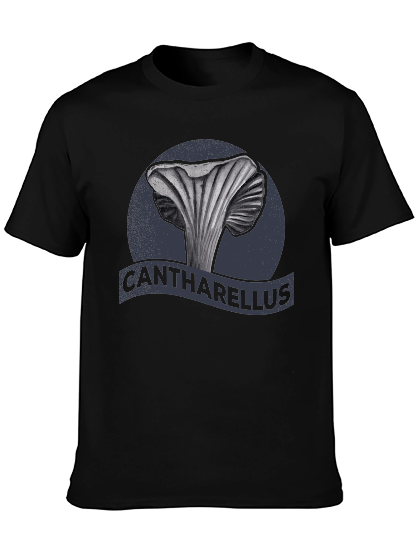 Black Cantharellus Mushroom Graphic Tee view 3