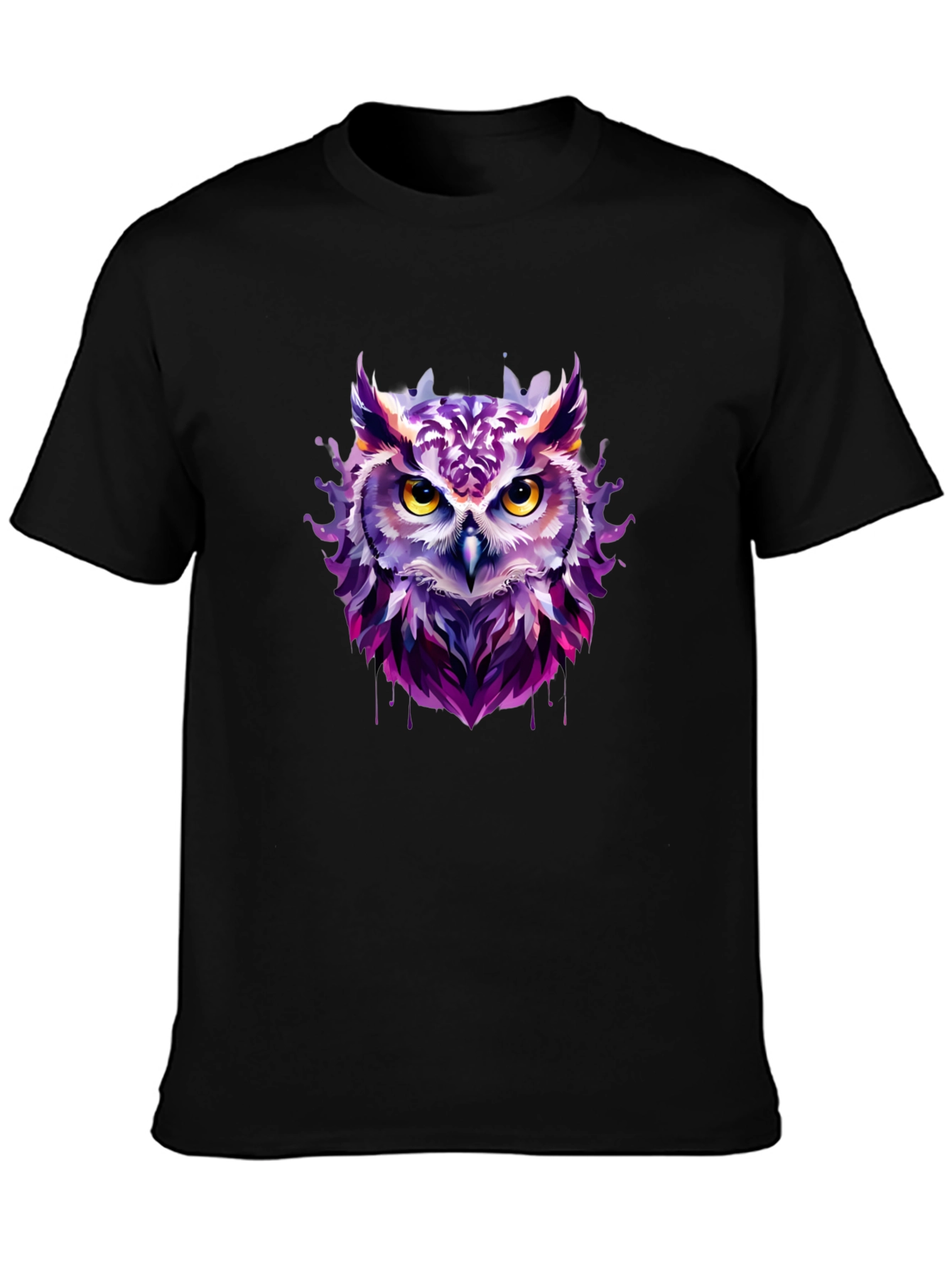 Black Artistic Owl Graphic Tee - Unique Design view 3