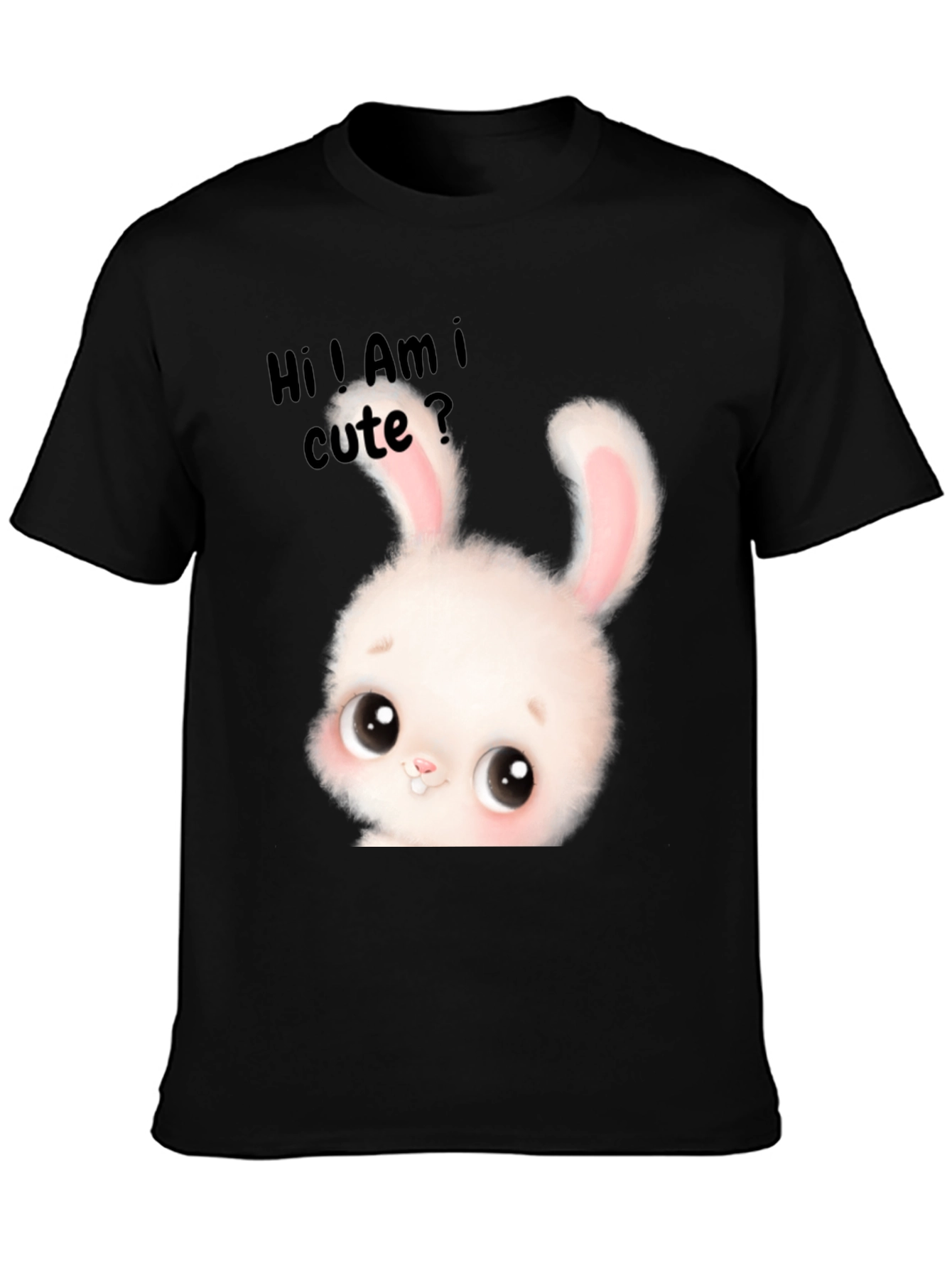 Black Cute Bunny Graphic T-Shirt - Adorable Unisex Tee view 3