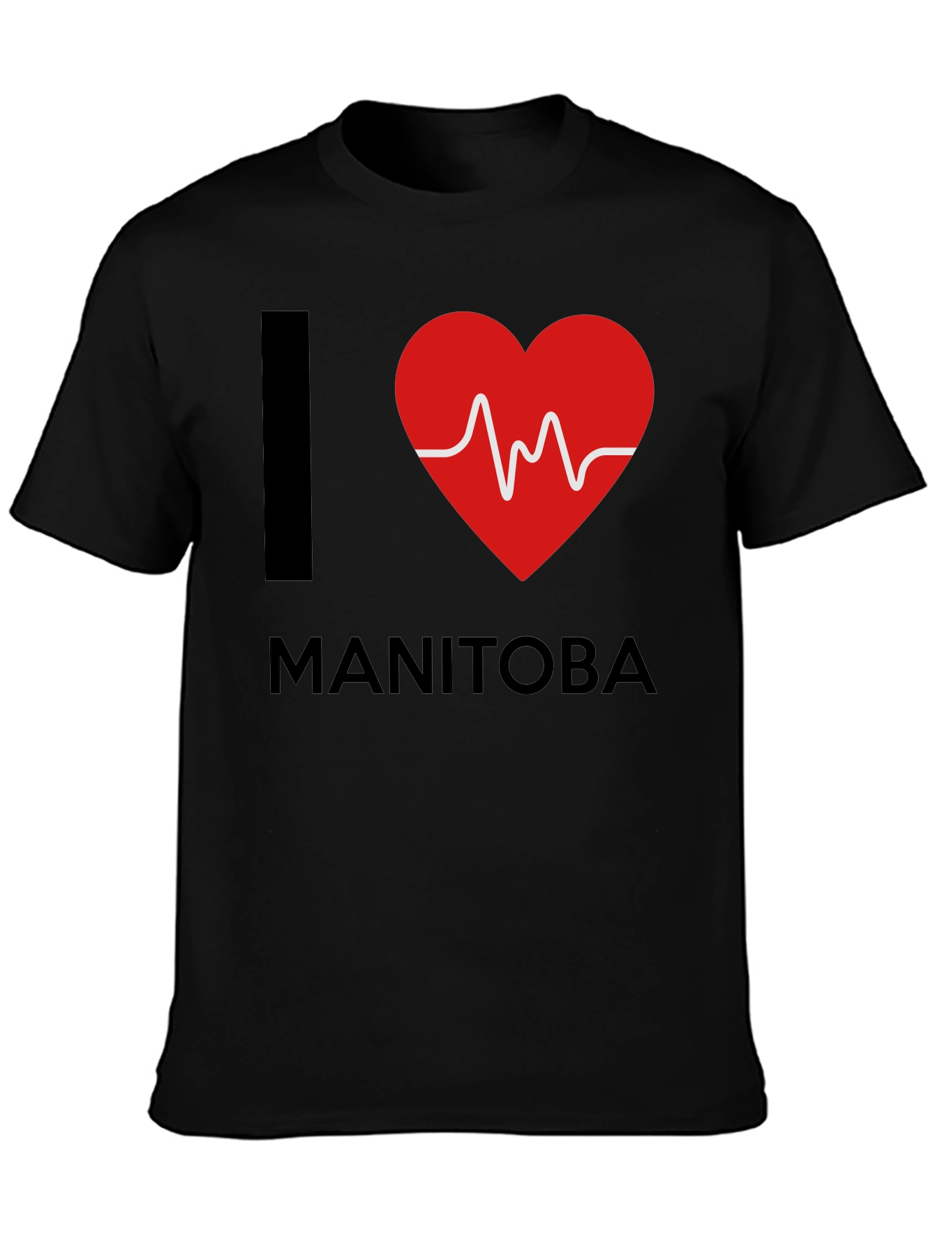 Black I Heart Manitoba T-Shirt - Black Crew Neck Tee view 3
