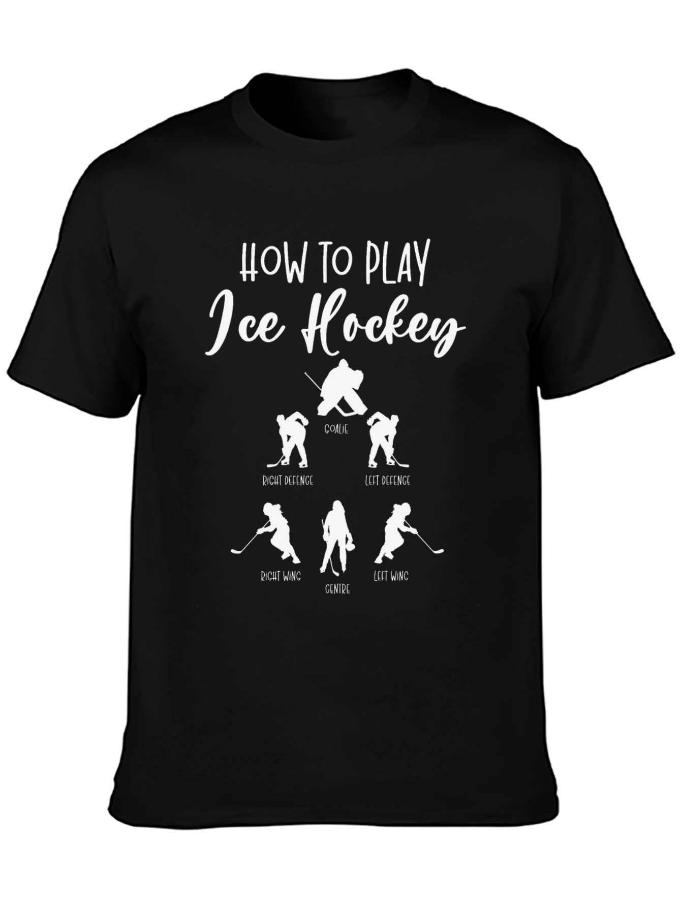 Black How to Play Ice Hockey Graphic T-Shirt view 3