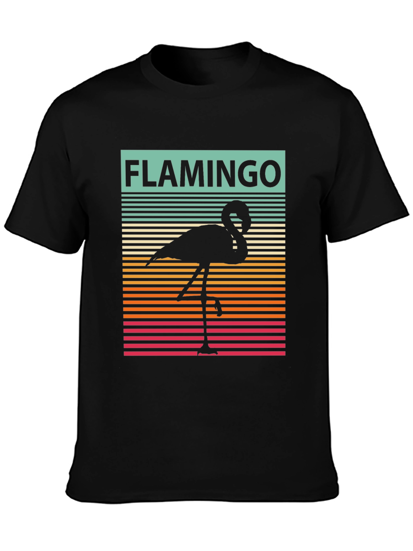 Black Retro Flamingo Graphic Tee view 3