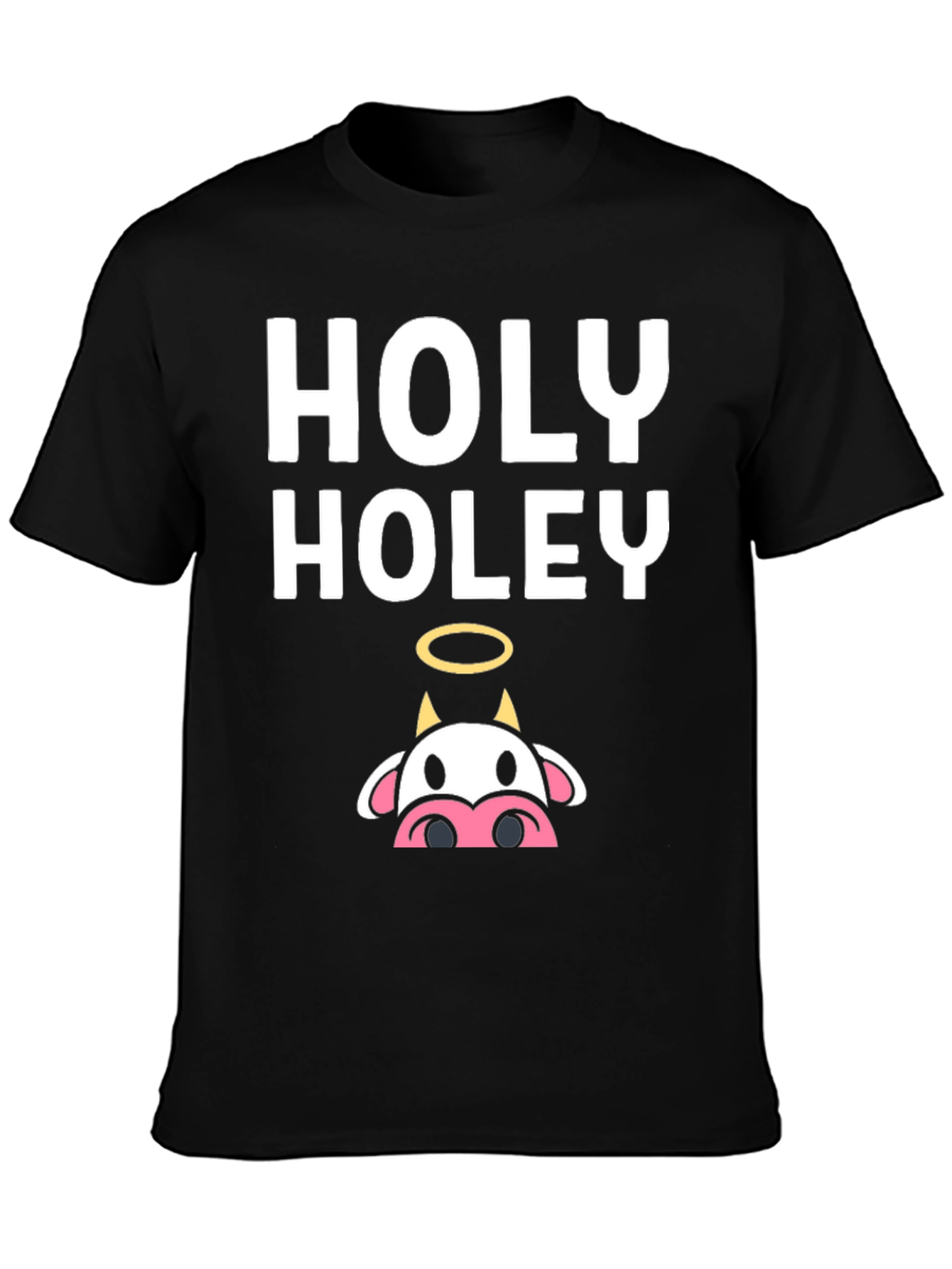 Black Holy Holey Cow Graphic Tee - Black Casual T-Shirt view 3