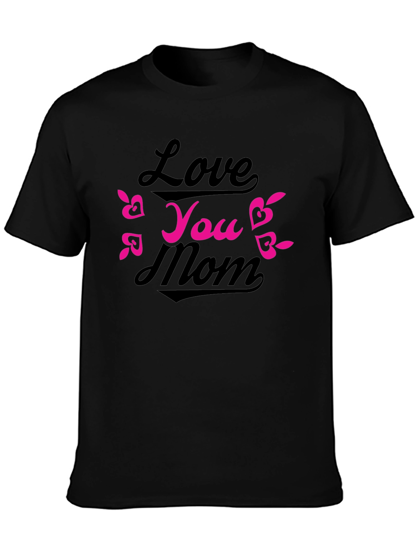 Black Love You Mom Black T-Shirt view 3