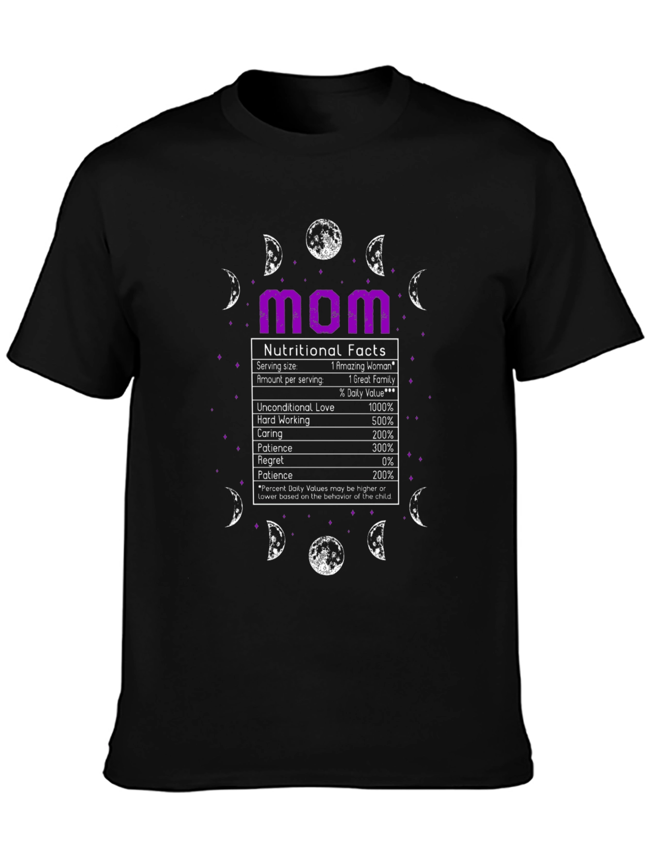 Black Mom Nutritional Facts Graphic Tee view 3