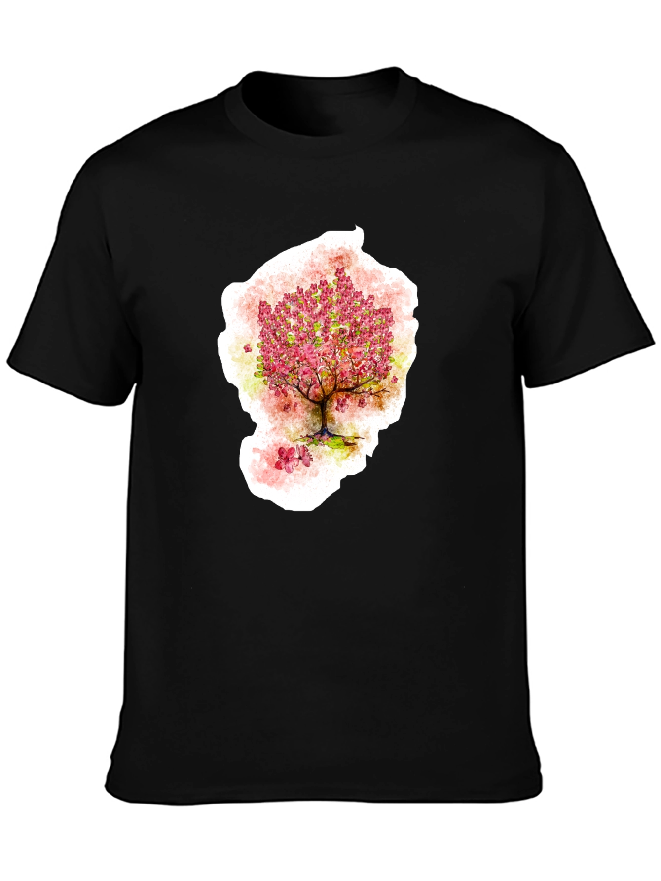 Black Cherry Blossom Tree Graphic T-Shirt view 3