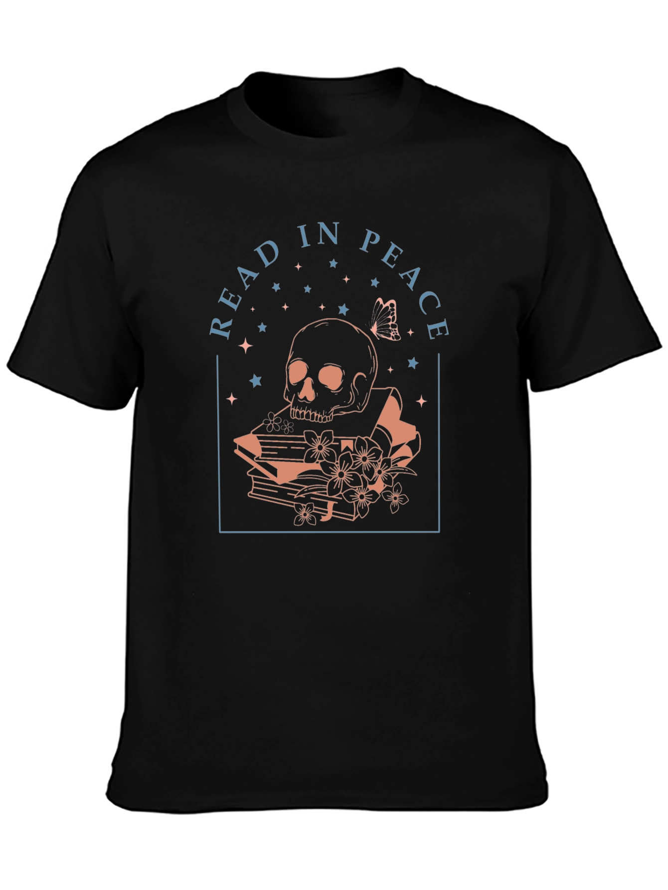 Black Read in Peace Graphic Tee - Skull & Books view 3