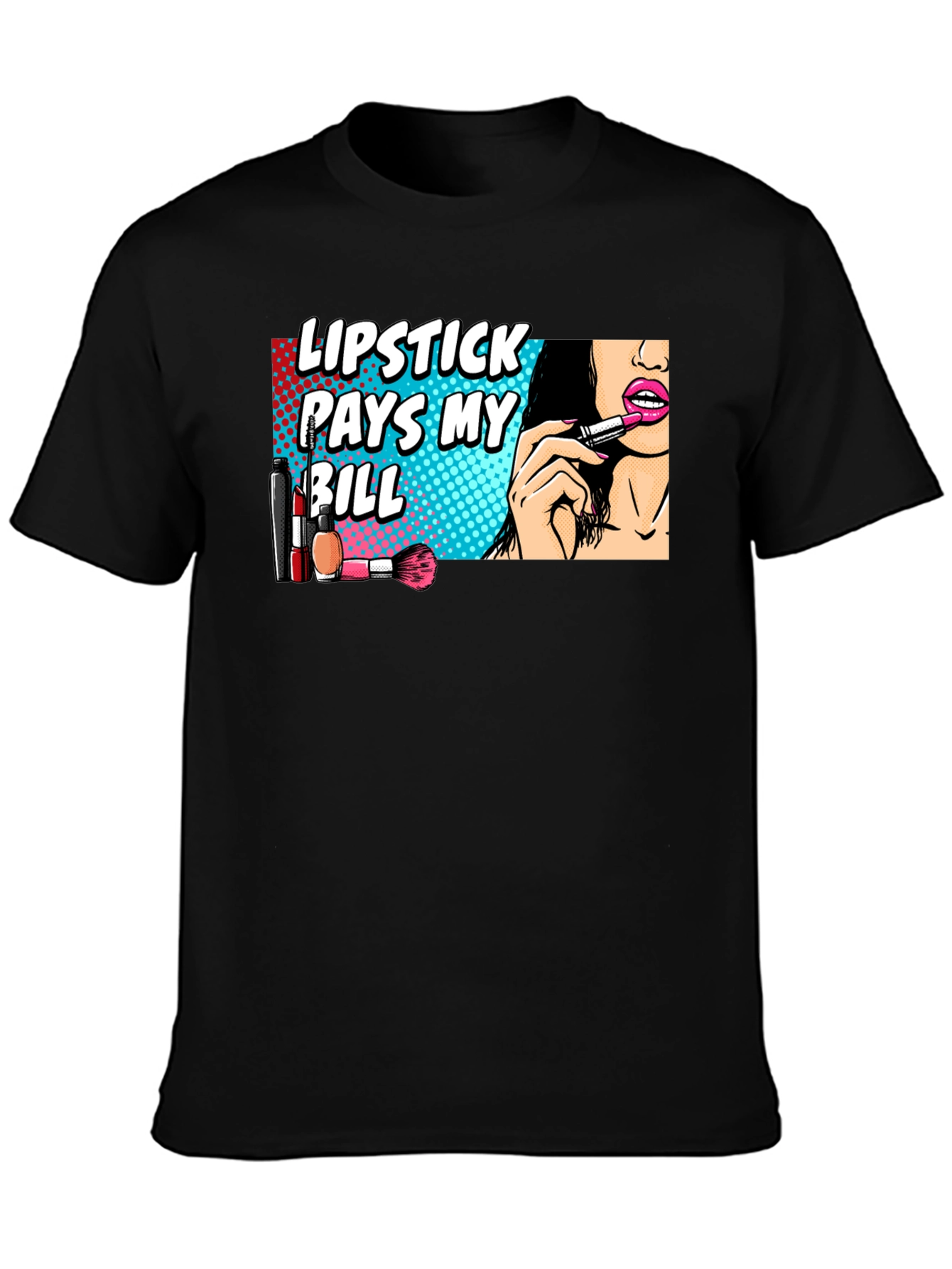 Black Lipstick Pays My Bill Black Graphic T-Shirt view 3