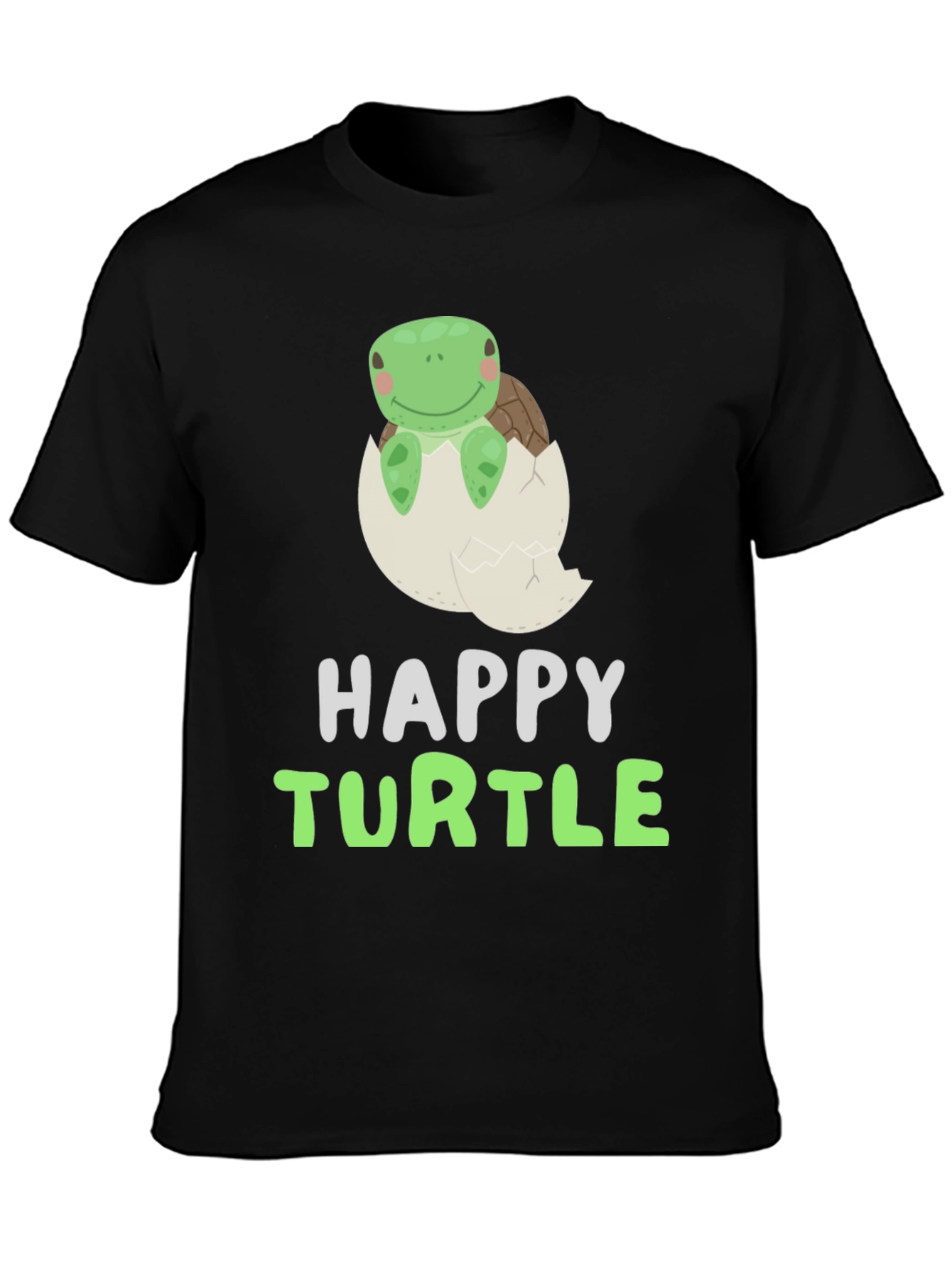 Black Happy Turtle Tee - Cute Animal Graphic T-Shirt view 3