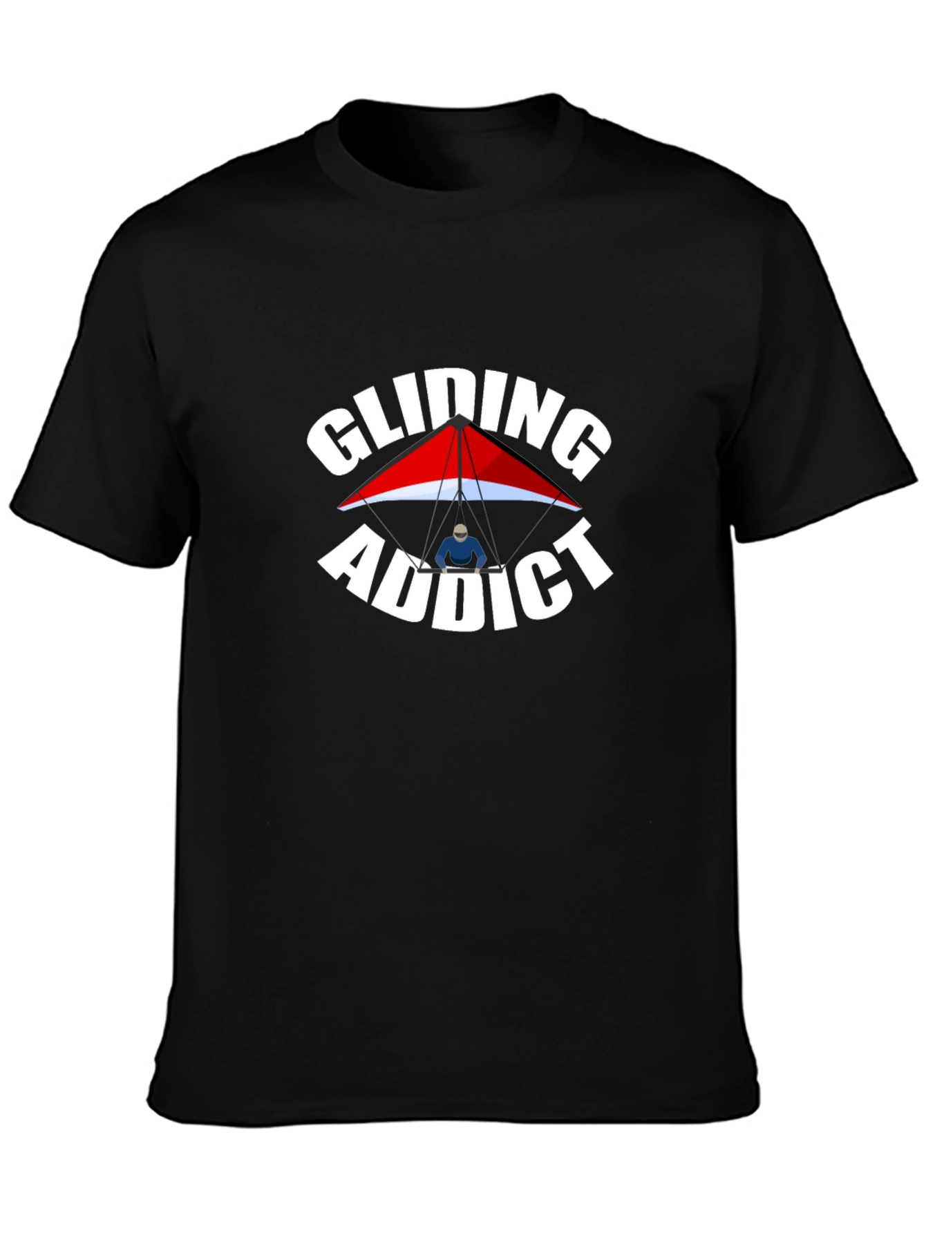Black Gliding Addict Black T-Shirt Hang Gliding Design view 3