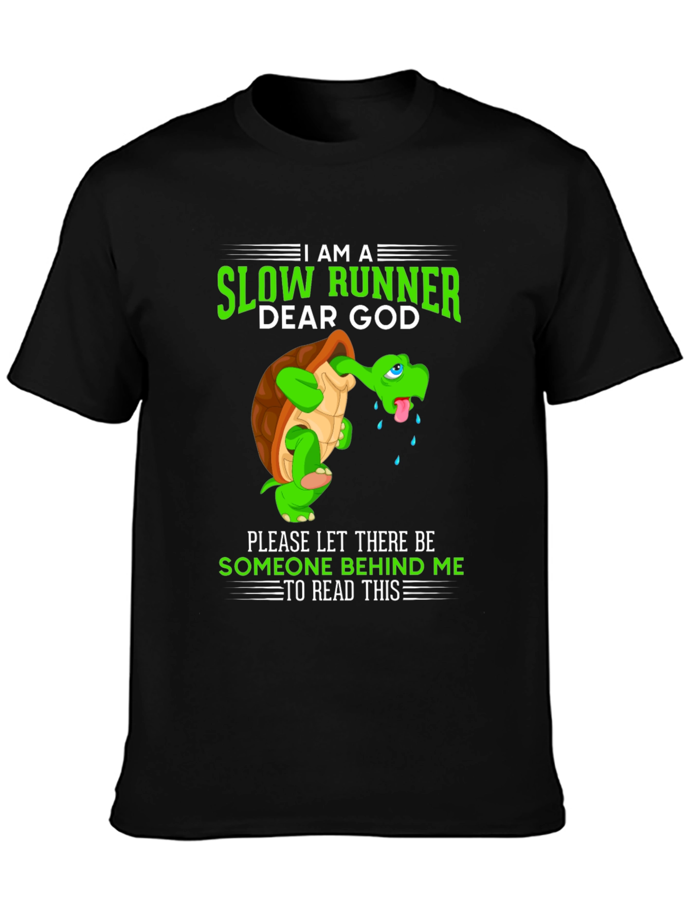 Black I am a Slow Runner T-Shirt - Funny Turtle Design view 3