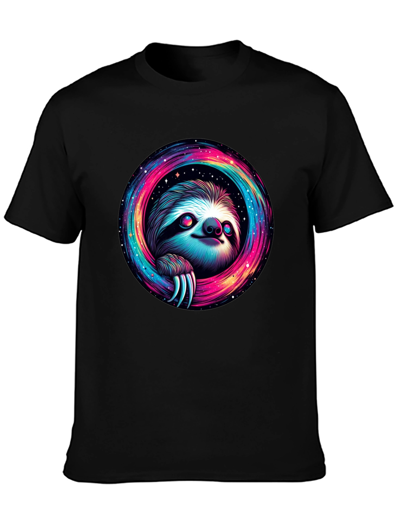 Black Cosmic Sloth Graphic Tee - Unisex Black T-Shirt view 3