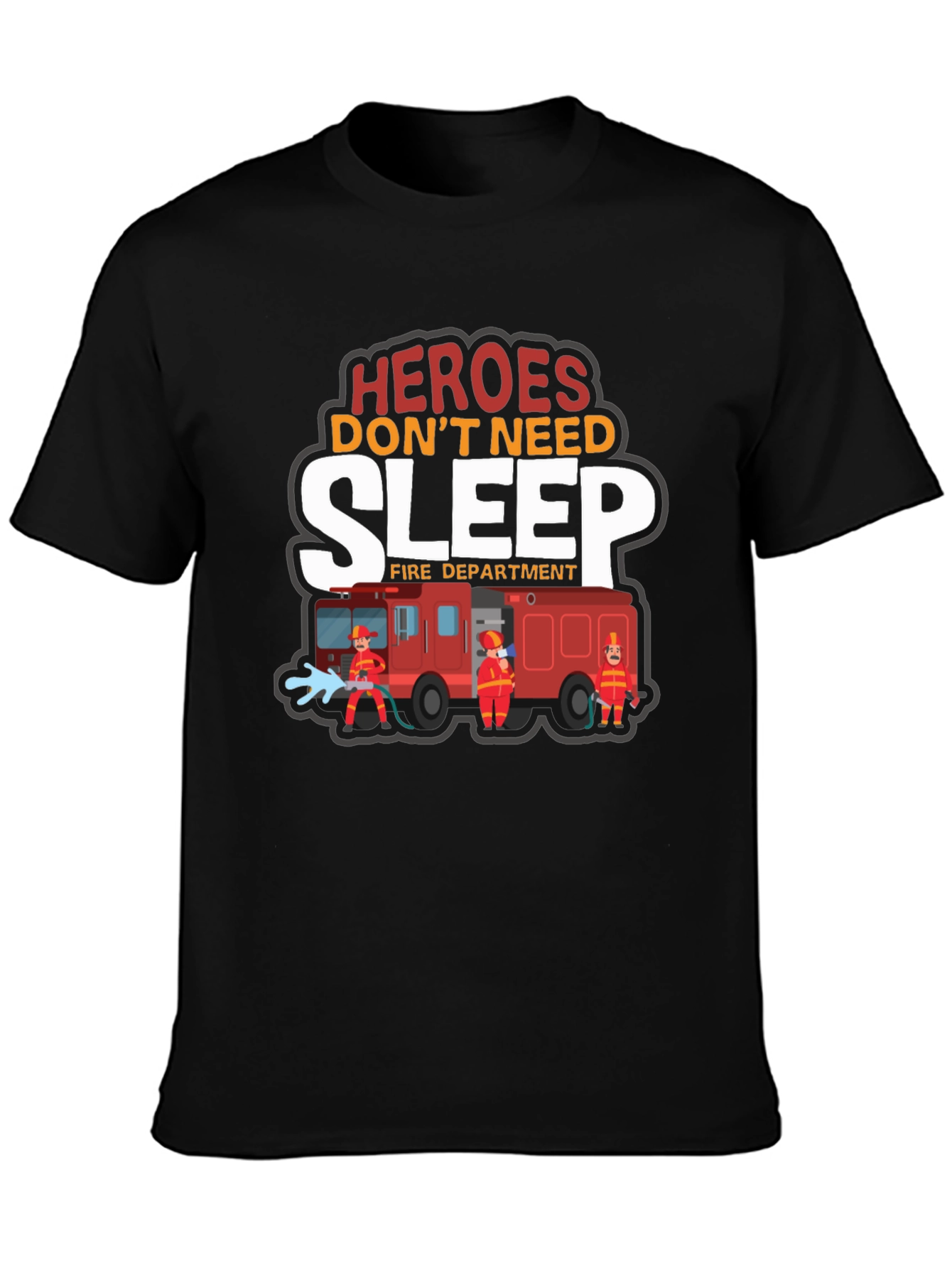 Black Heroes Don't Need Sleep Firefighter Graphic T-Shirt view 3