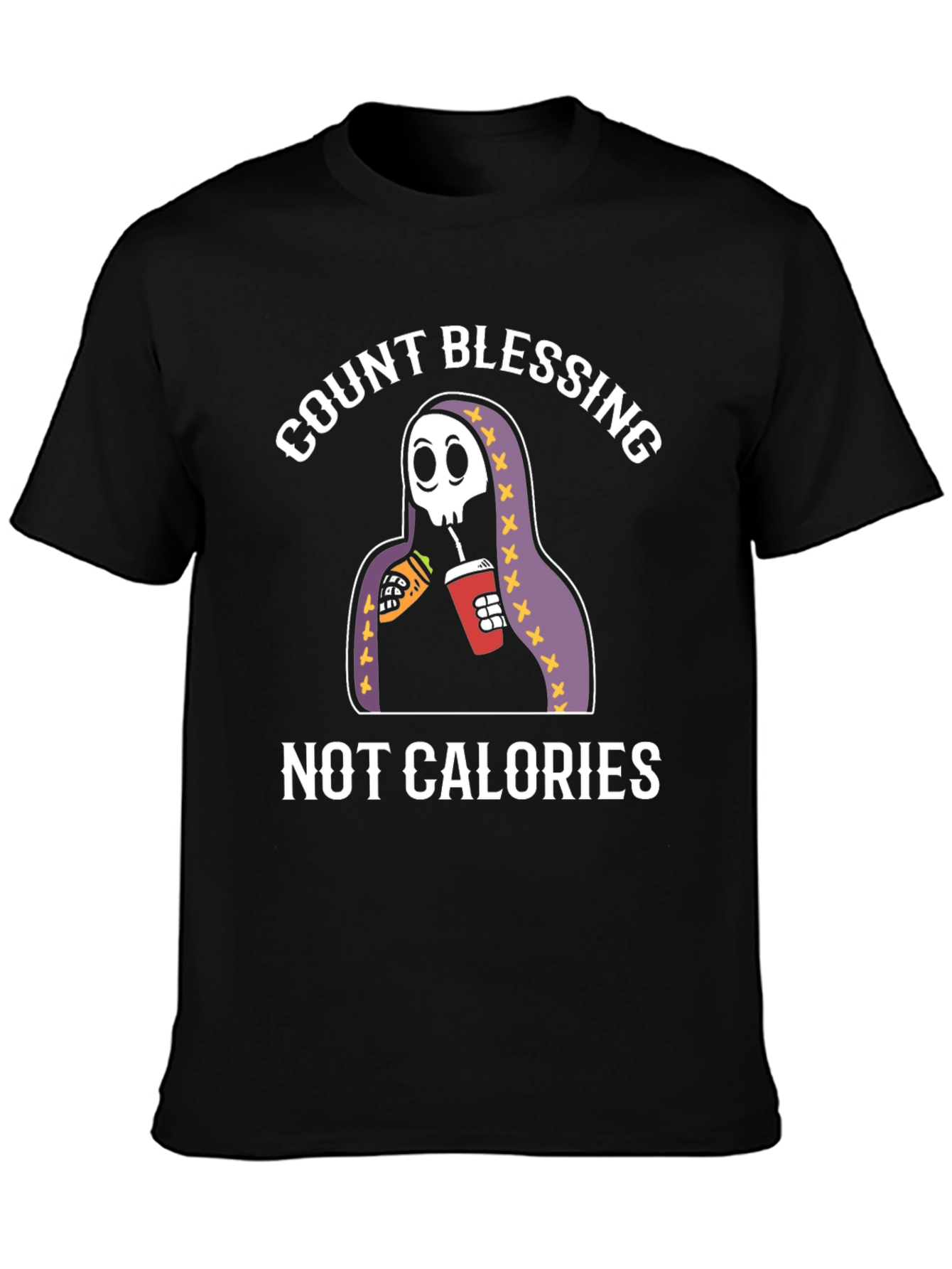 Black Count Blessings Not Calories Graphic Tee view 3