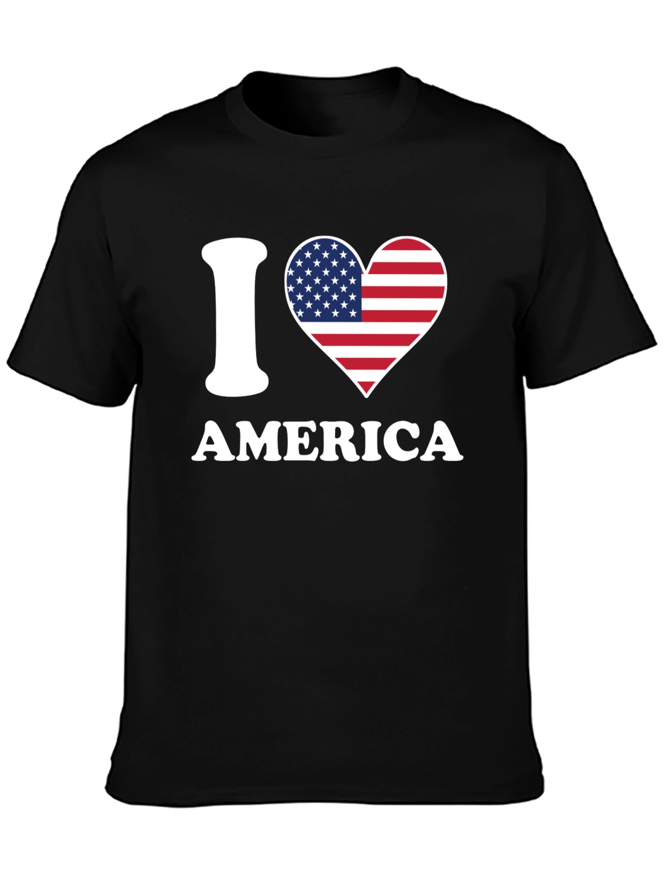Black I Love America Patriotic T-Shirt view 3