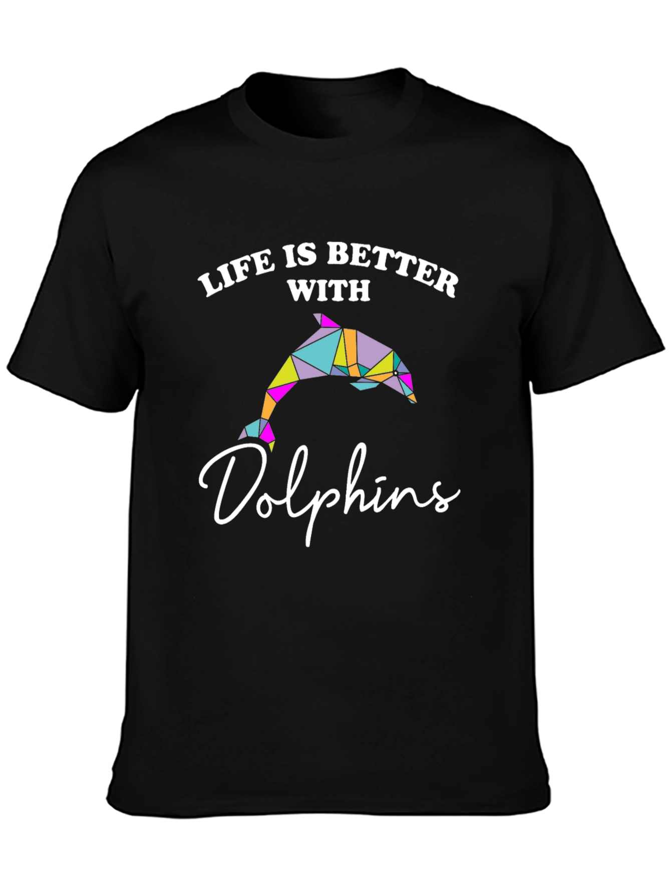 Black Life is Better with Dolphins Graphic T-Shirt view 3