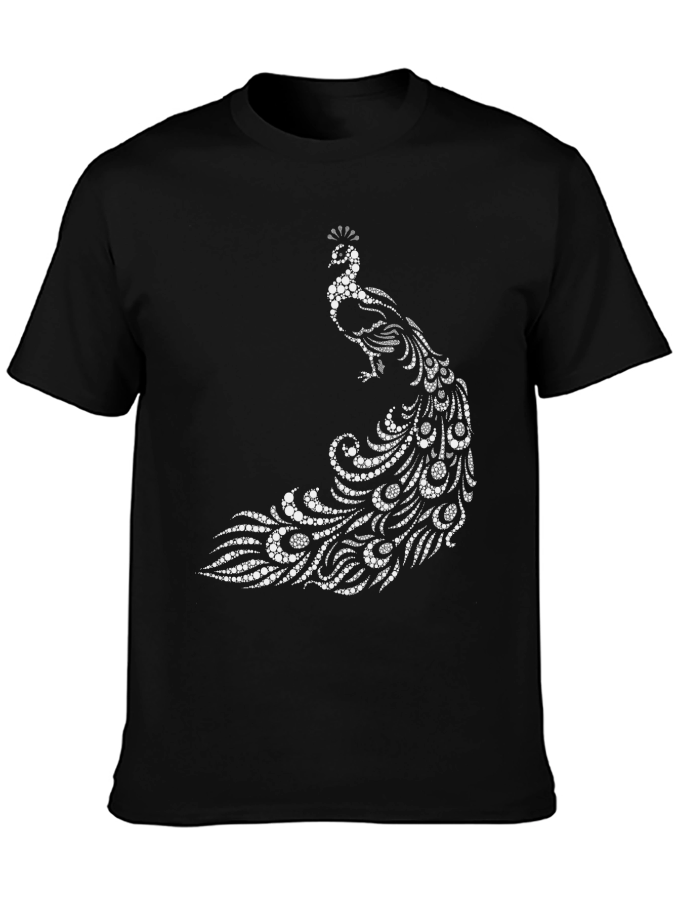 Black Peacock Graphic Tee - Stylish Black Cotton T-Shirt view 3