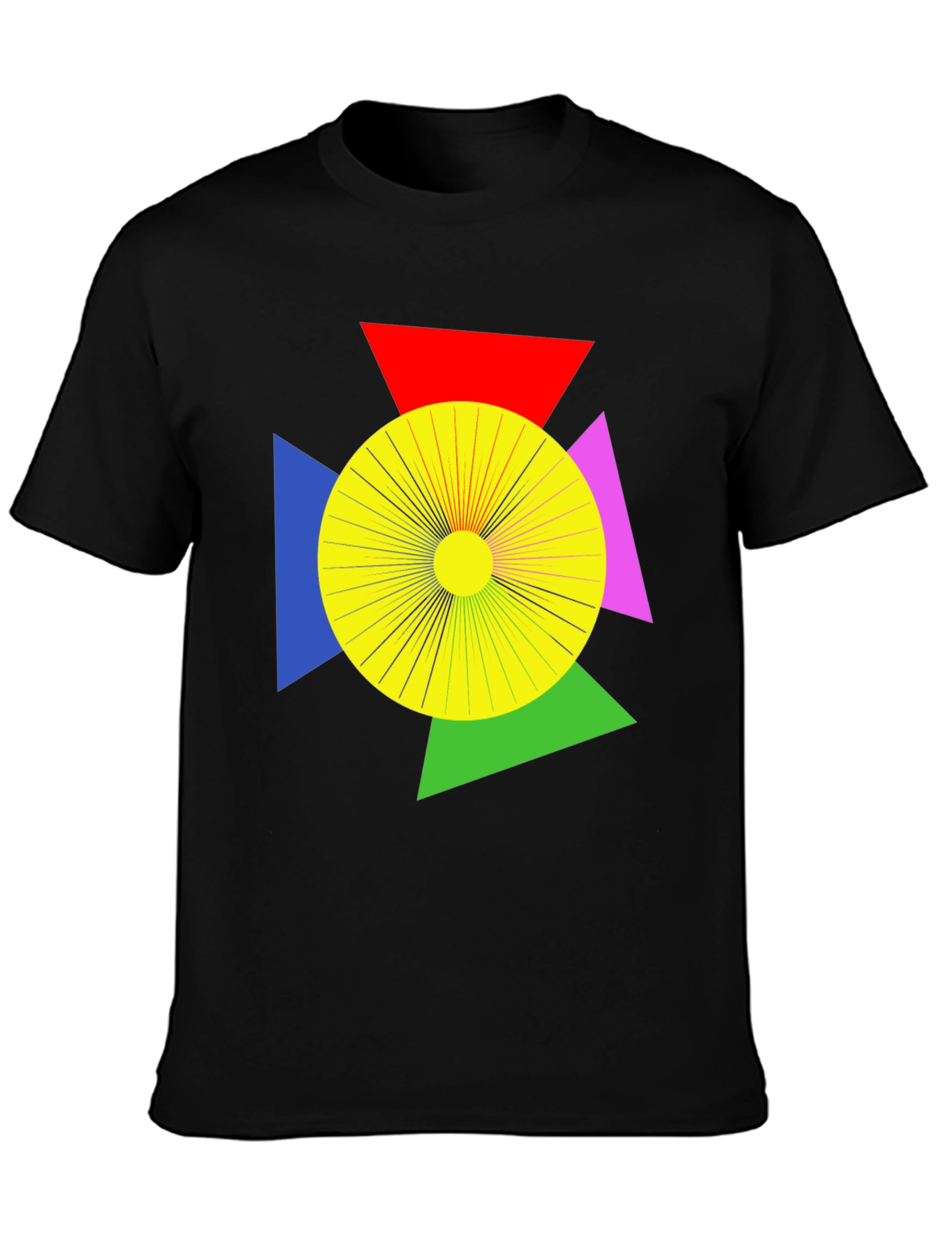 Black Geometric Graphic Tee - Modern Art T-Shirt view 3