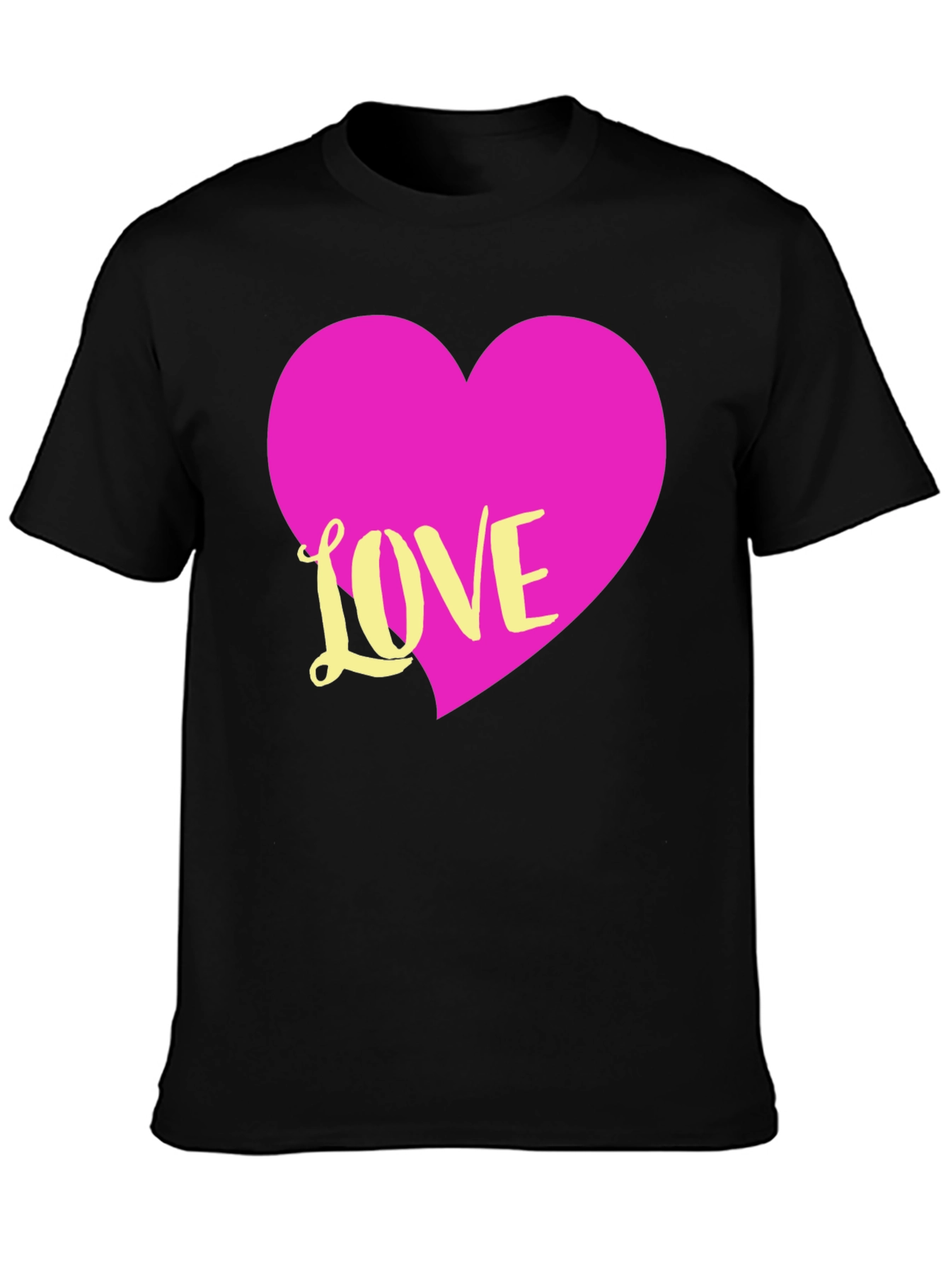 Black Love Heart T-Shirt - Graphic Tee view 3