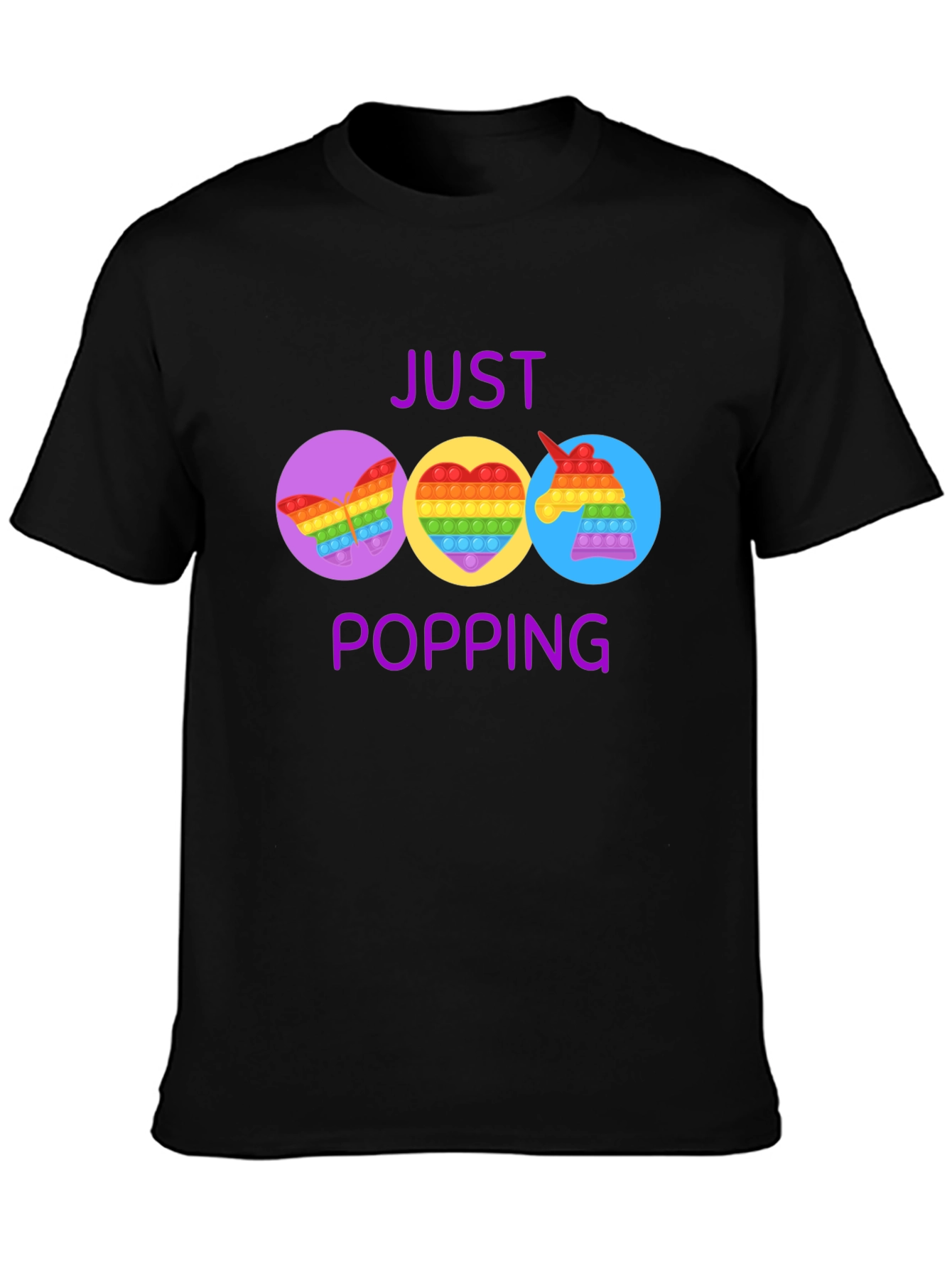 Black Just Popping Pop It Graphic T-Shirt view 3