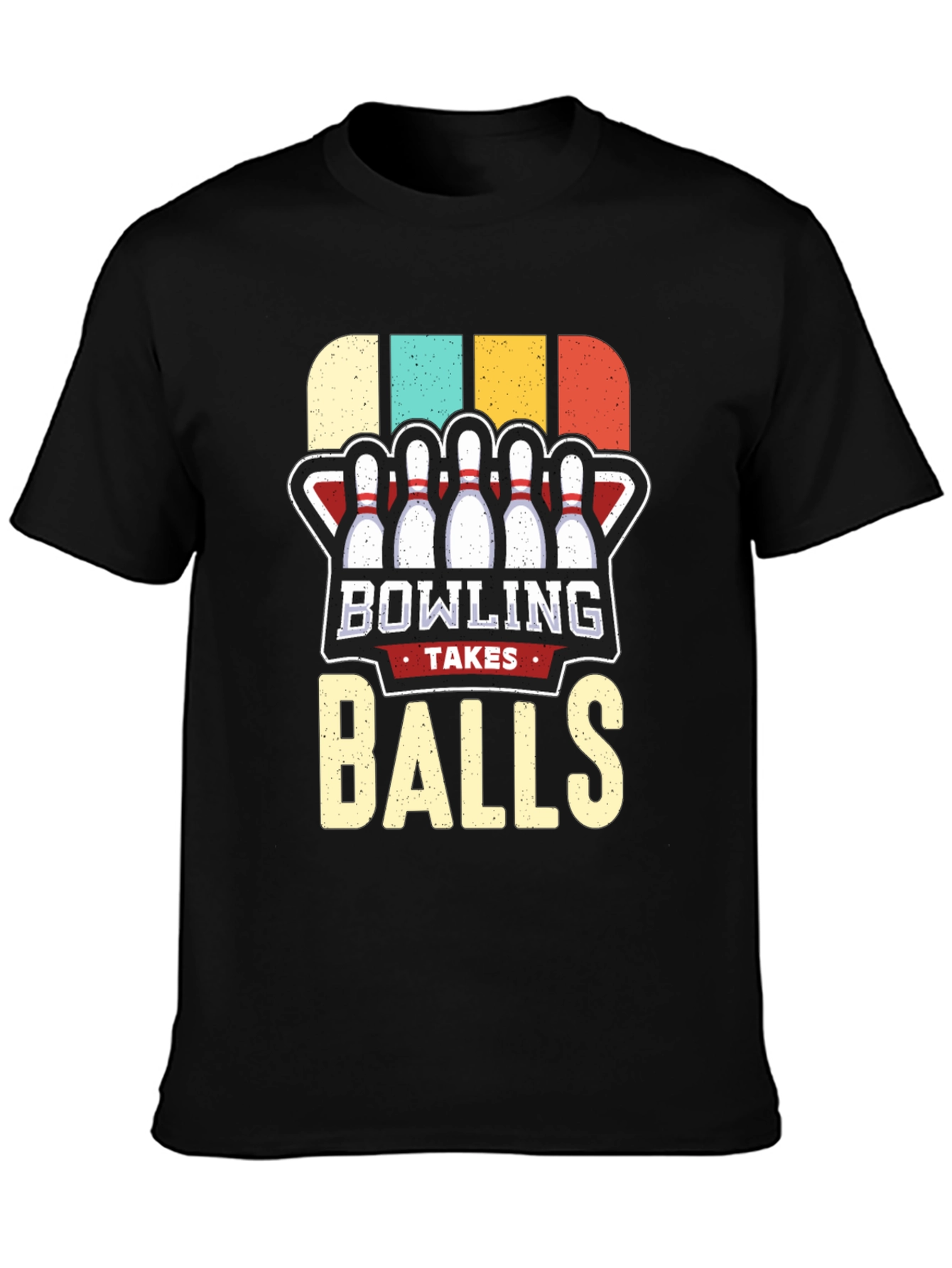 Black Bowling Takes Balls Graphic T-Shirt view 3