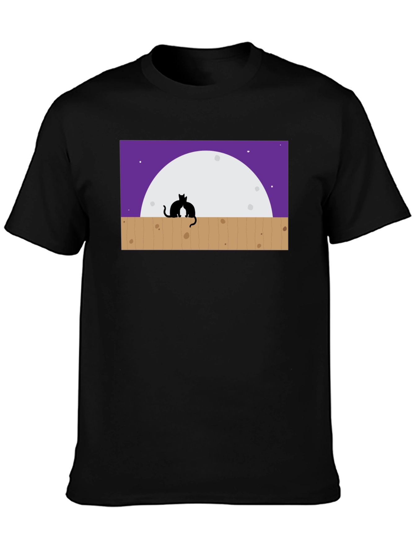 Black Cats on Fence Moon T-Shirt view 3