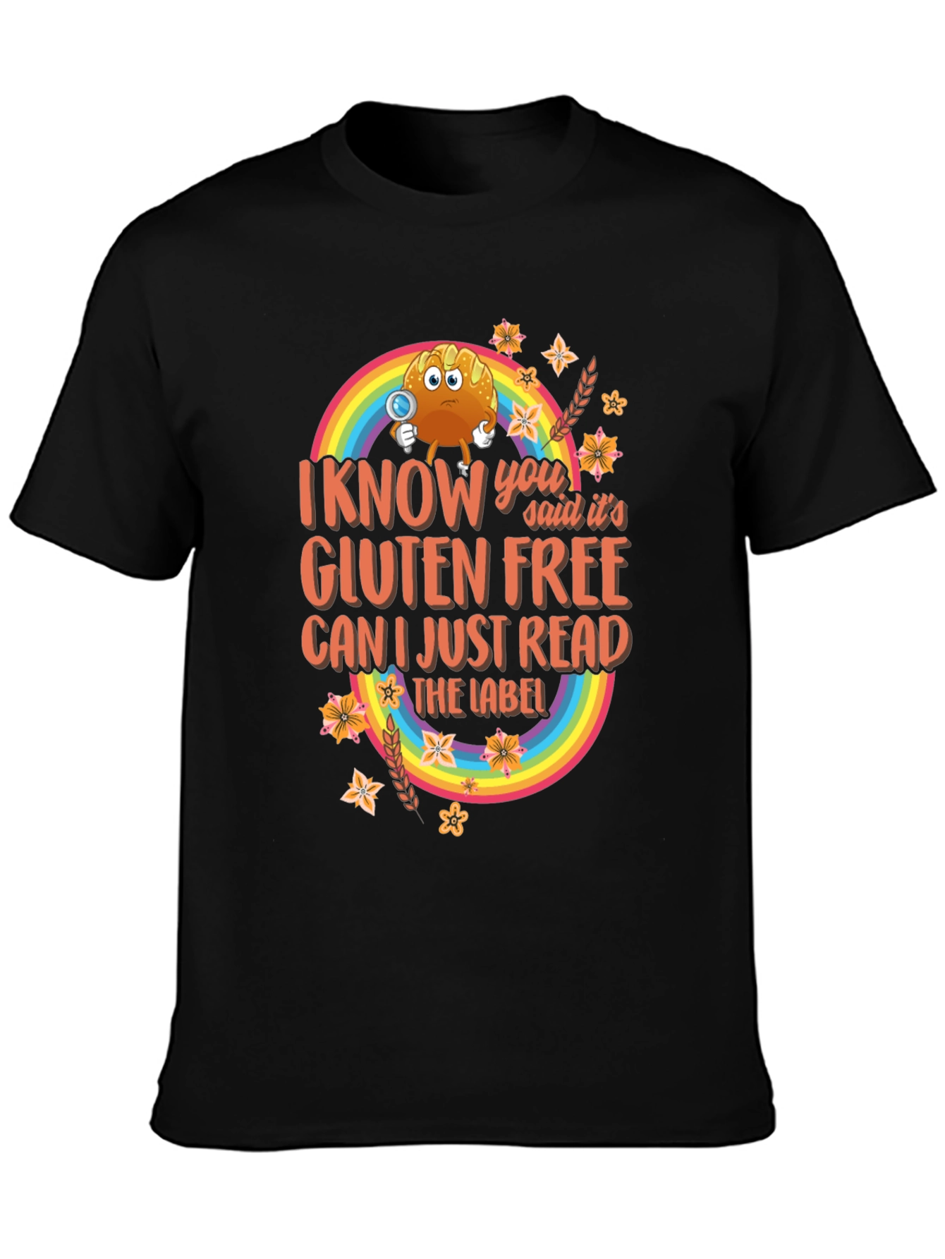 Black Gluten-Free T-Shirt: "Can I Just Read the Label?" view 3