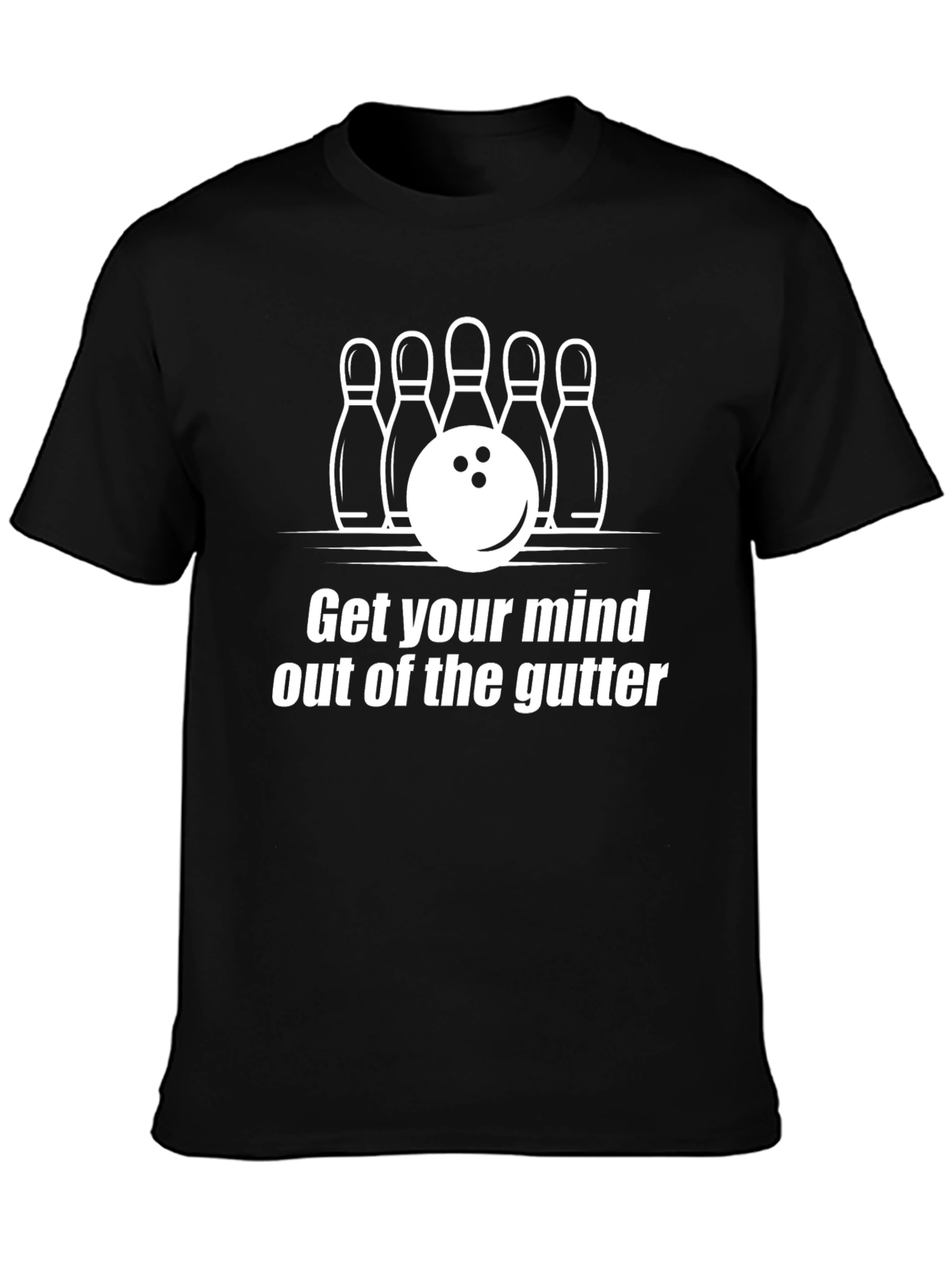 Black Bowling Mind Out of the Gutter Graphic T-Shirt view 3