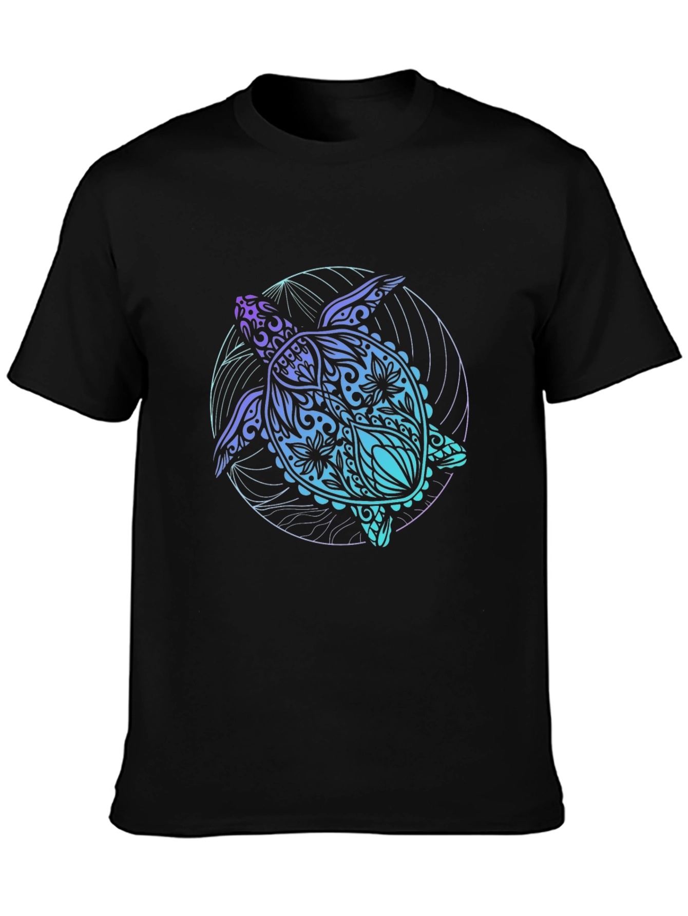 Black Black Turtle Graphic Tee - Artistic Sea Life Shirt view 3