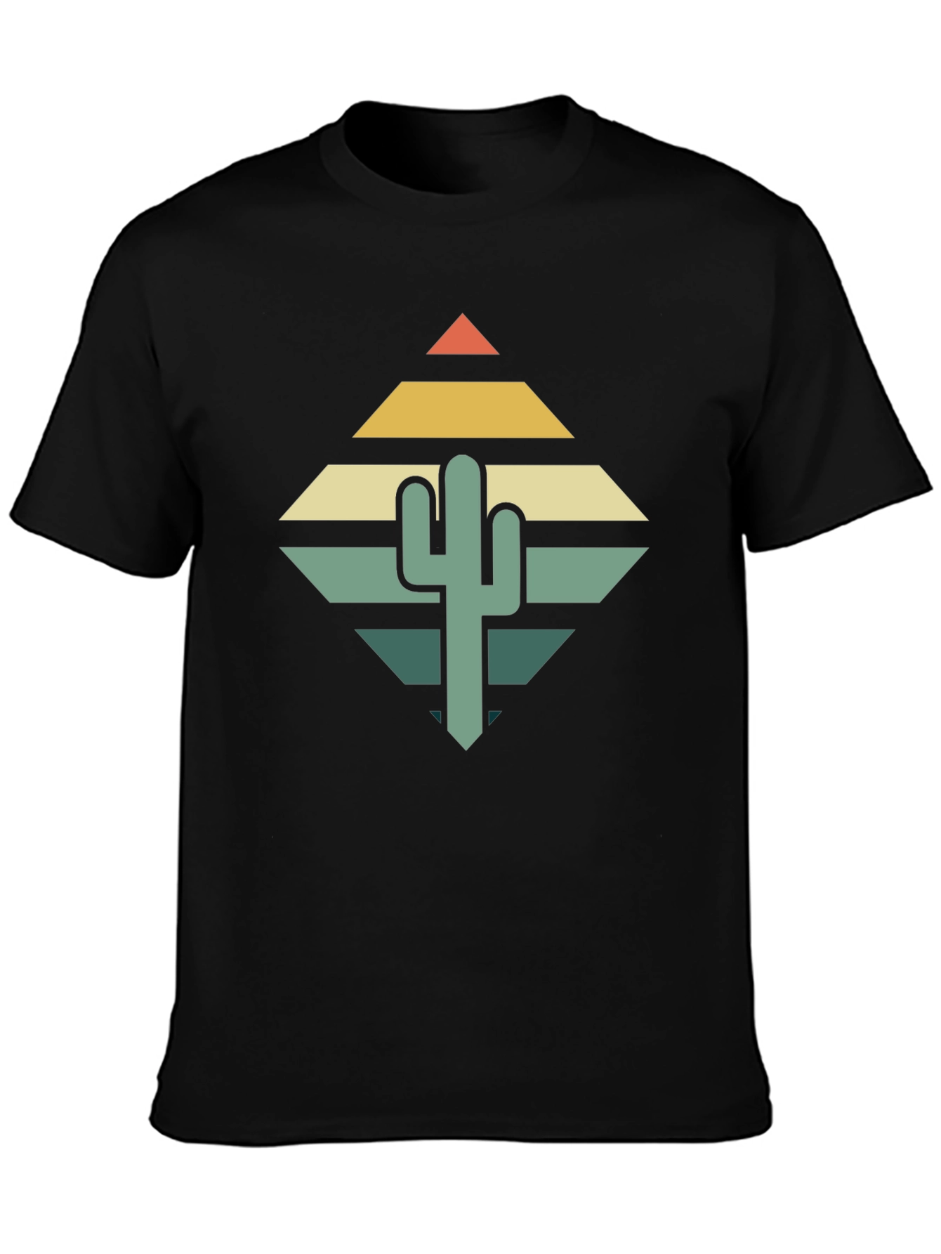 Black Retro Cactus Graphic Tee - Desert Vibes T-Shirt view 3