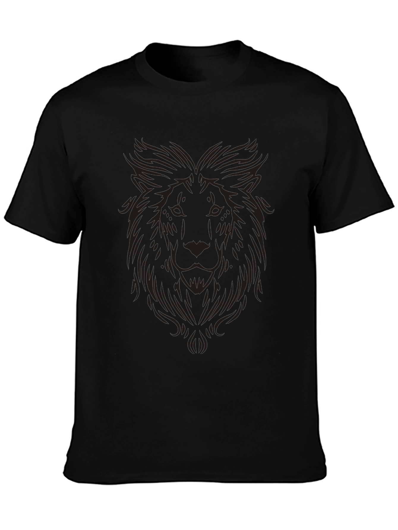 Black Lion Graphic Print Men's Black T-Shirt view 3