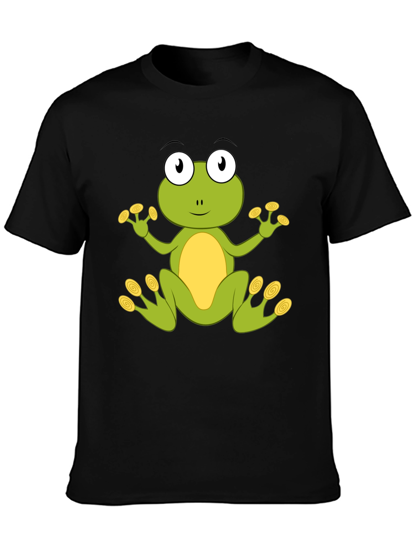 Black Cute Frog Graphic T-Shirt - Black Cotton Blend view 3