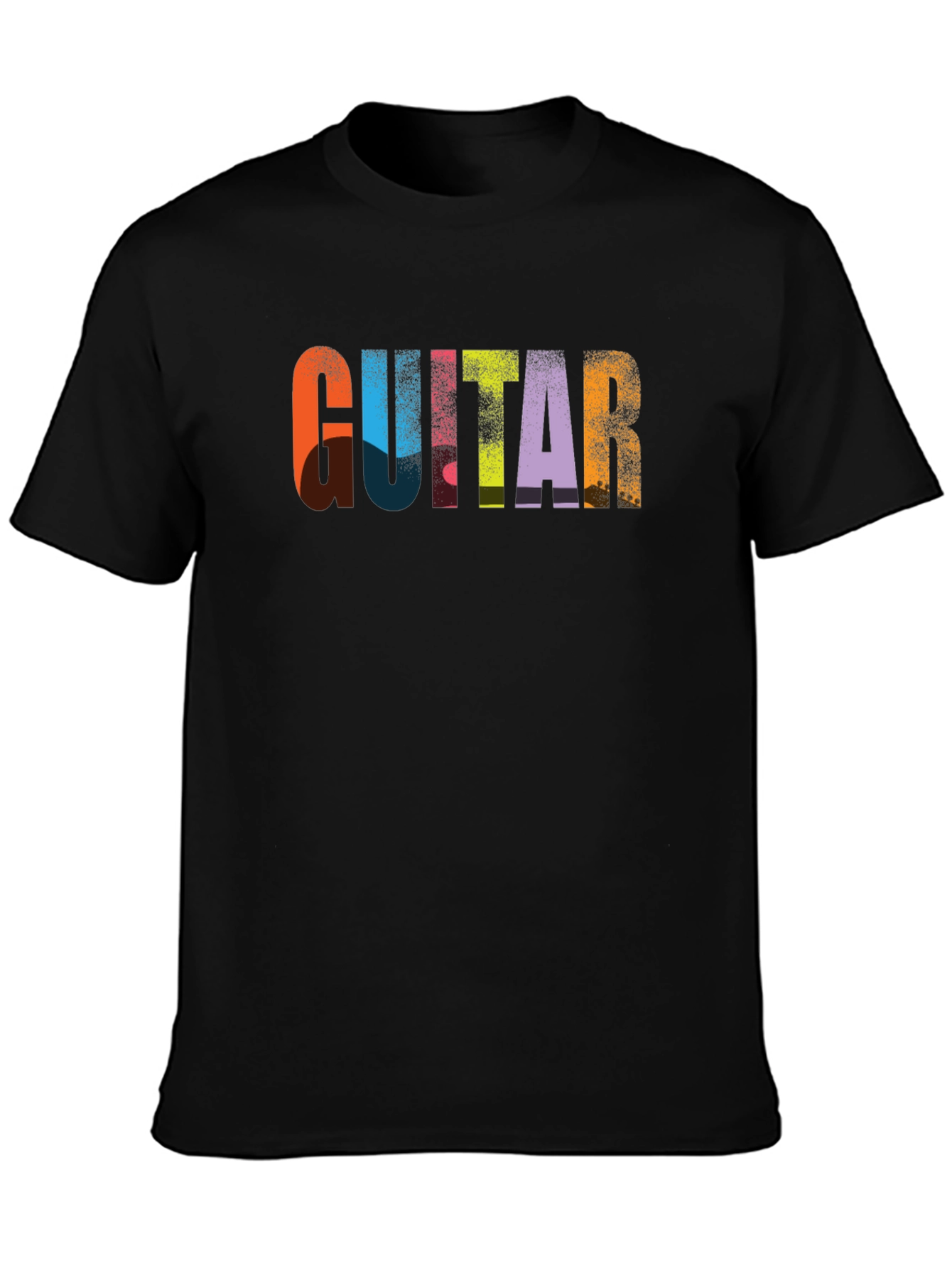 Black Colorful Guitar Graphic Tee - Soft Cotton Blend view 3