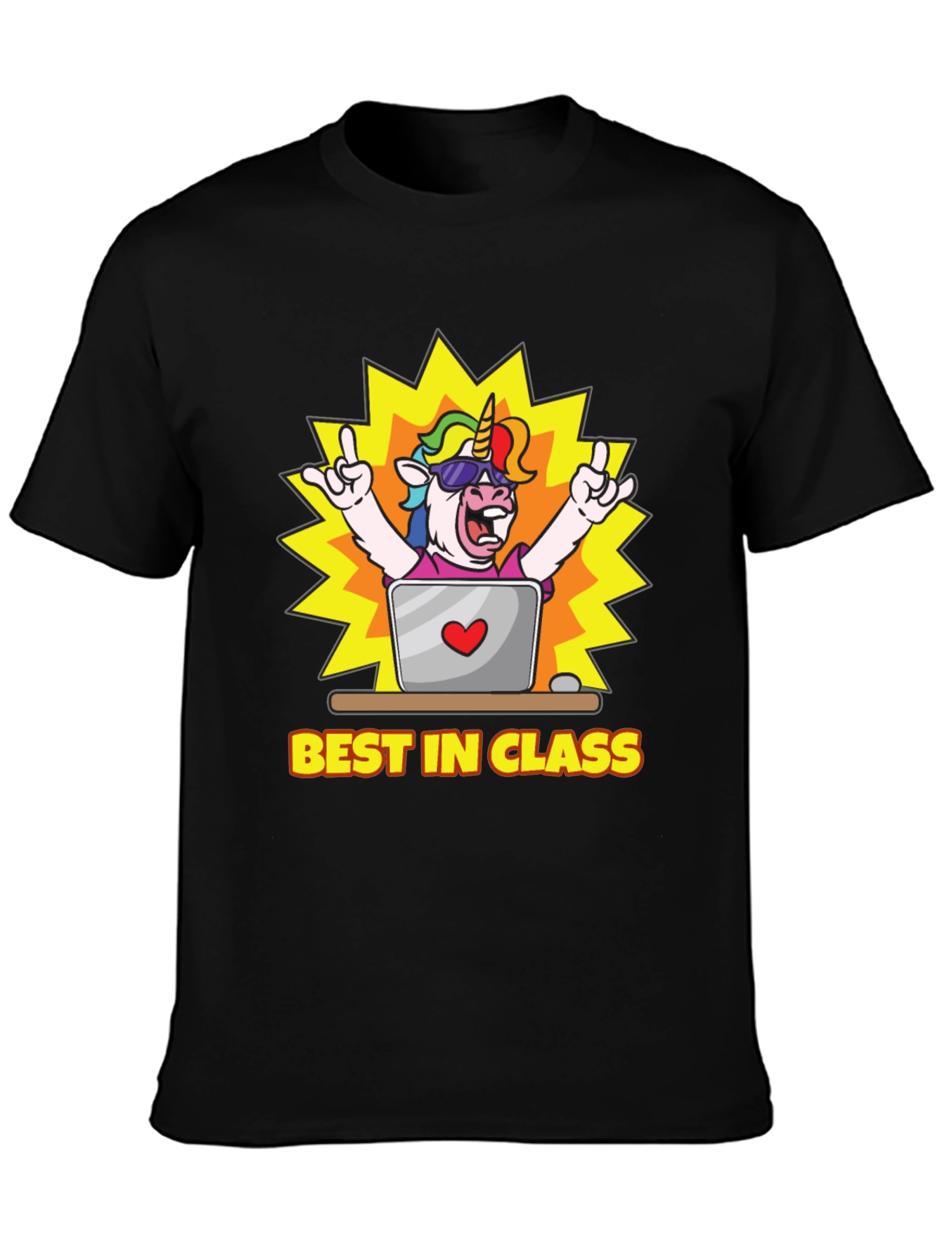 Black Best in Class Unicorn T-Shirt - Novelty Graphic Tee view 3