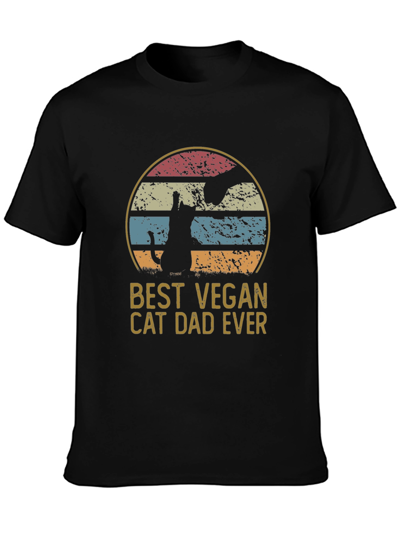 Black Best Vegan Cat Dad Ever T-Shirt view 3