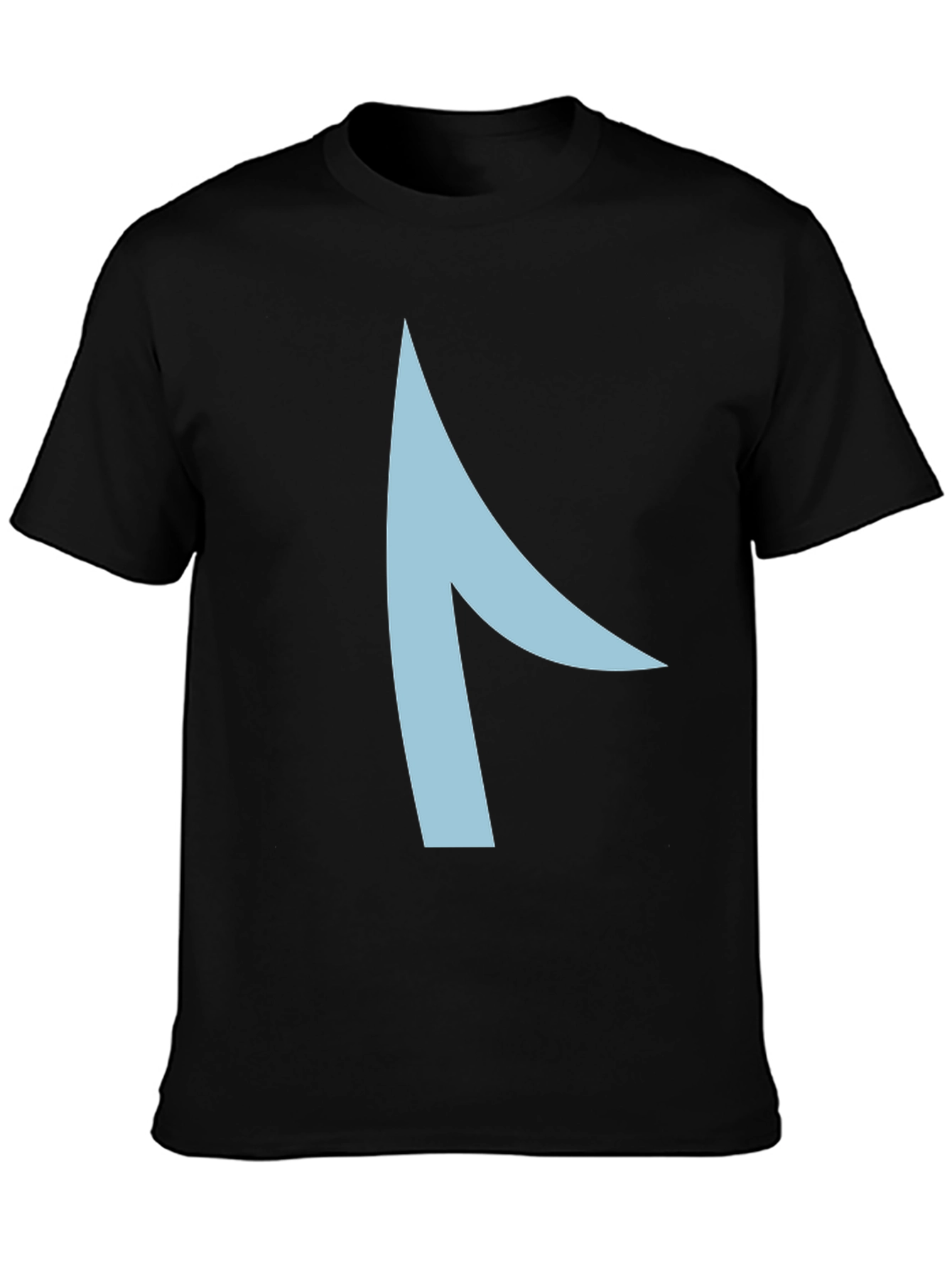 Black Modern Graphic Tee - Asymmetrical Light Blue Design view 3