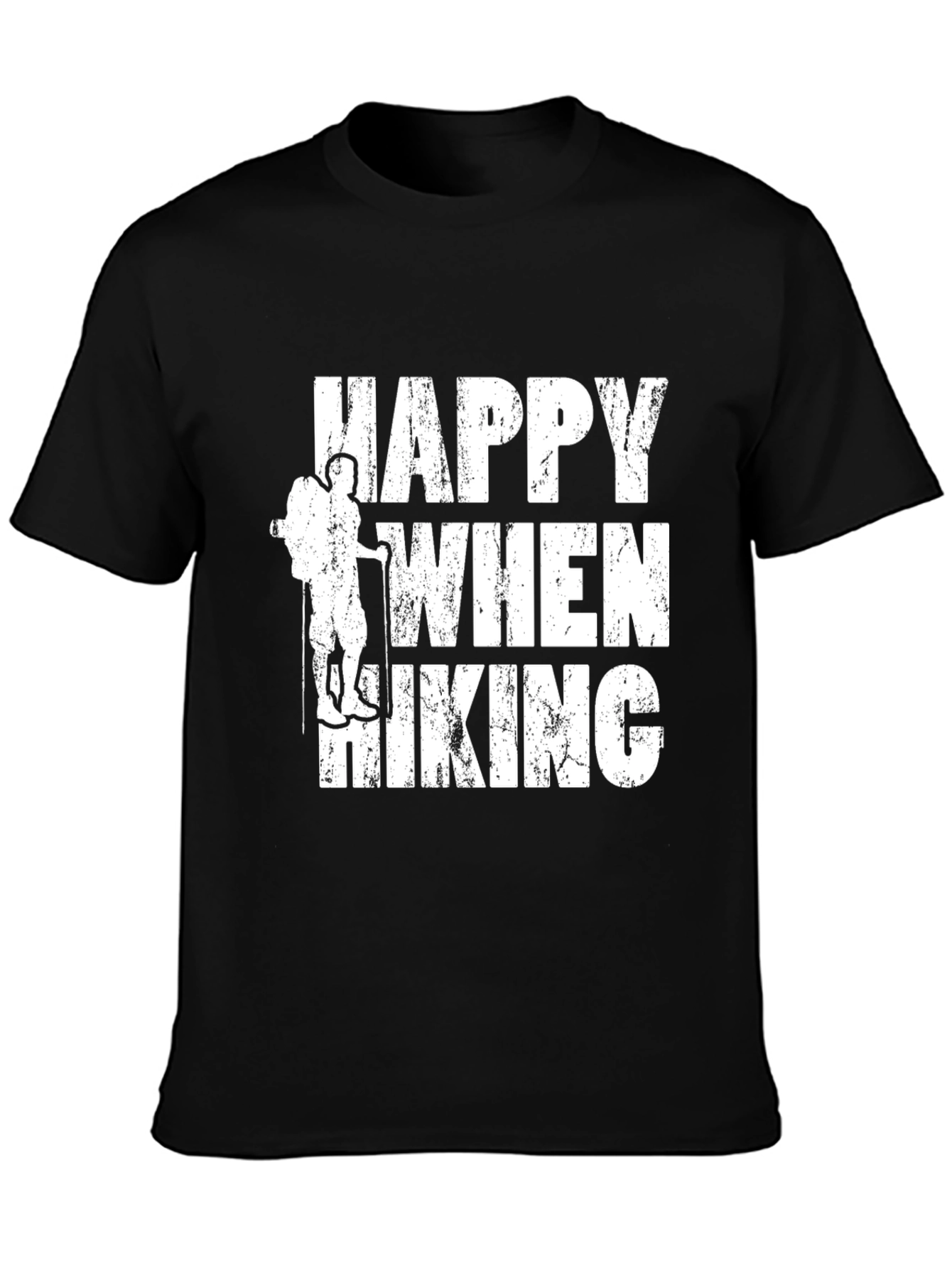 Black Happy When Hiking Black Graphic Tee view 3