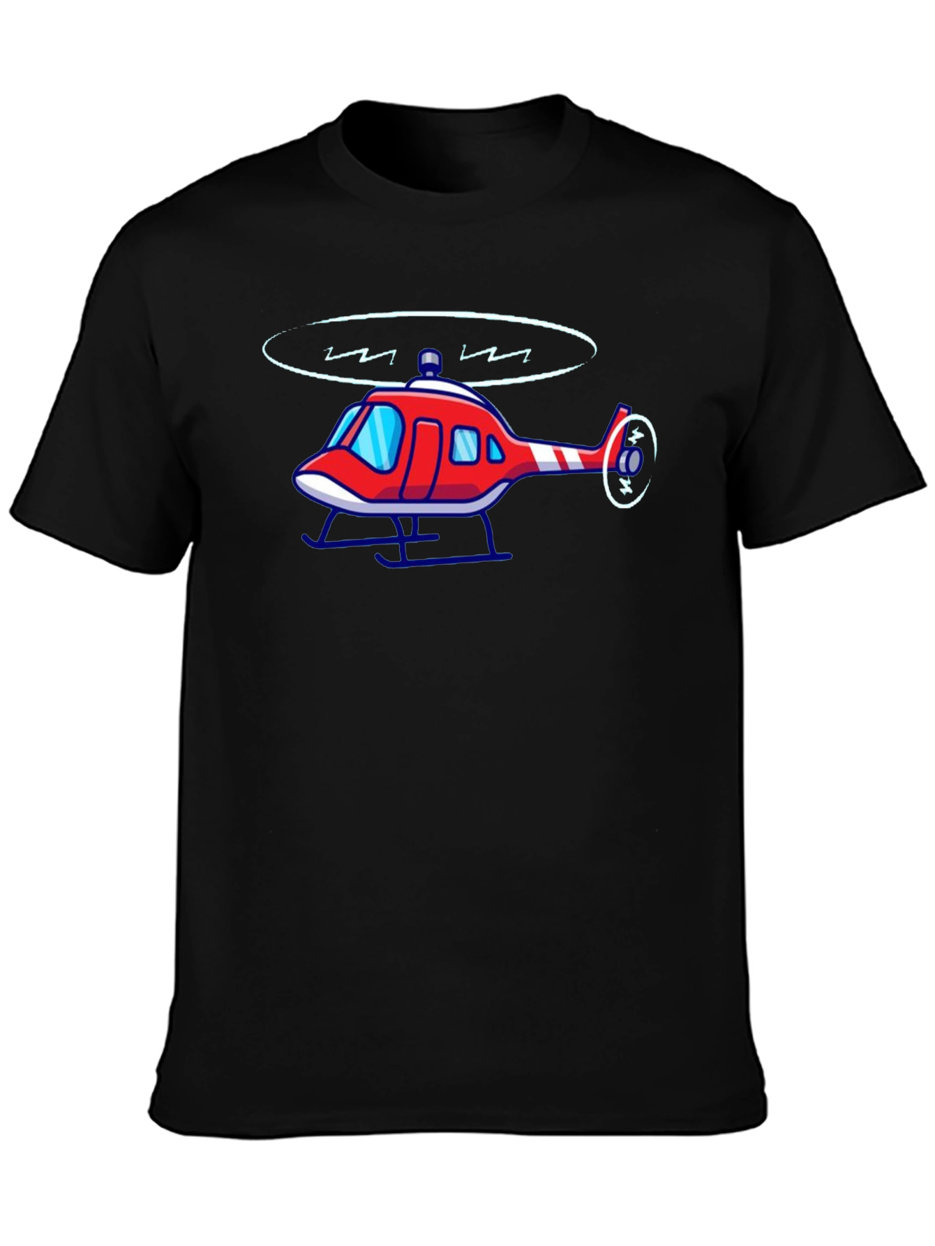 Black Cartoon Helicopter Graphic Tee view 3