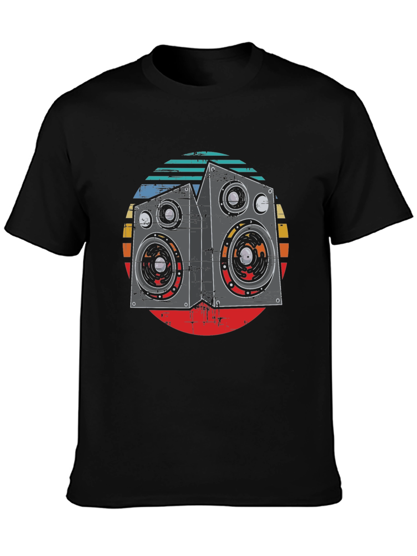Black Retro Speaker Graphic T-Shirt view 3