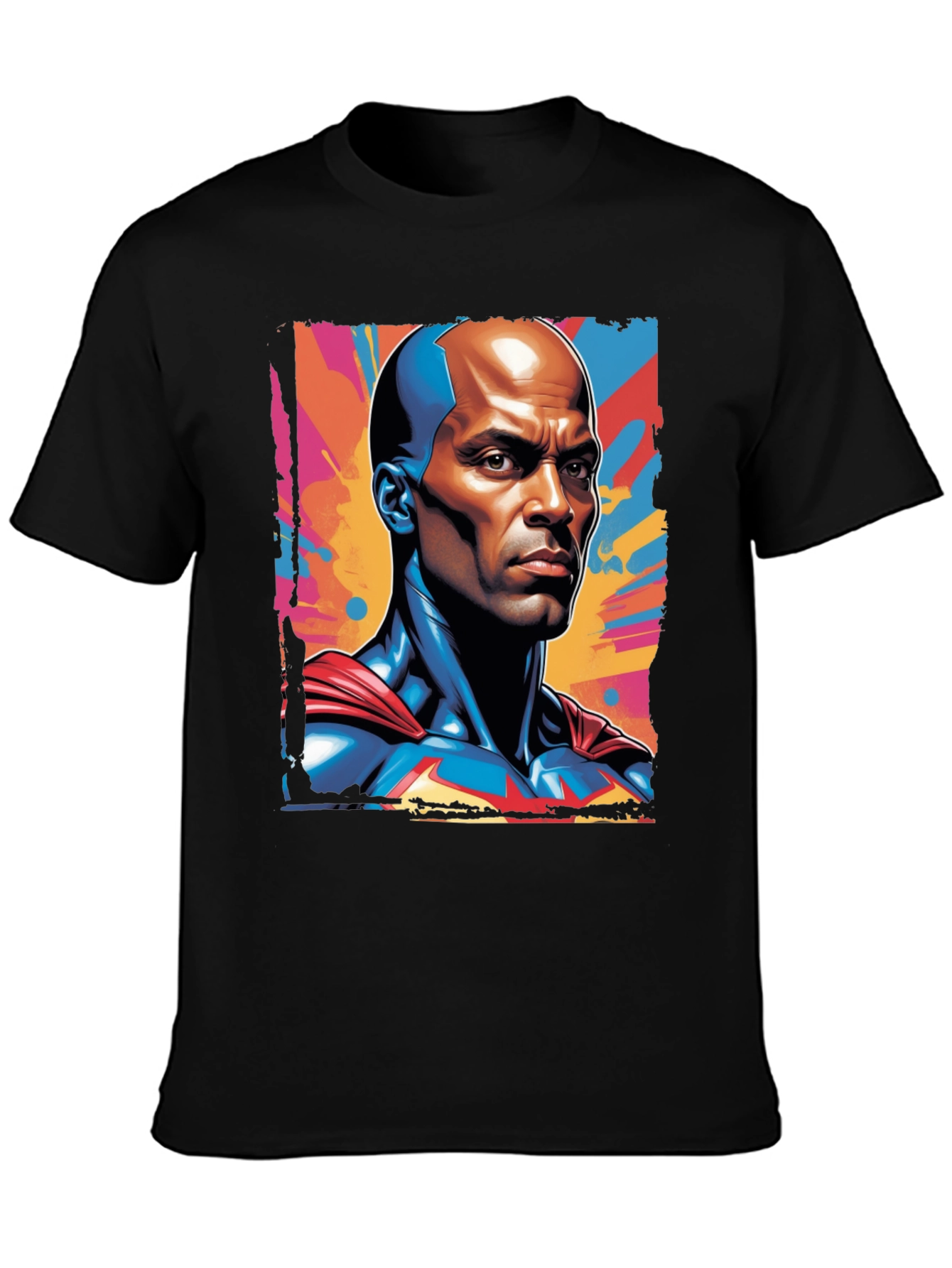 Black Bold Superhero Graphic Tee - Black Cotton view 3
