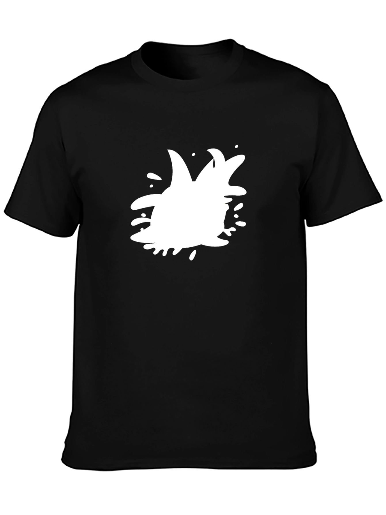 Black Cool Black T-Shirt with White Splash Design view 3