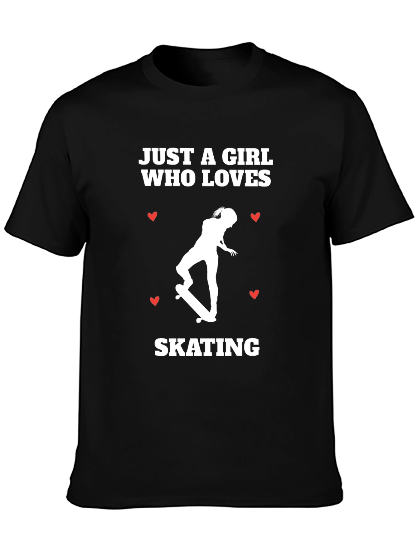 Black Skating Girl T-Shirt - Just a Girl Who Loves Skating view 3