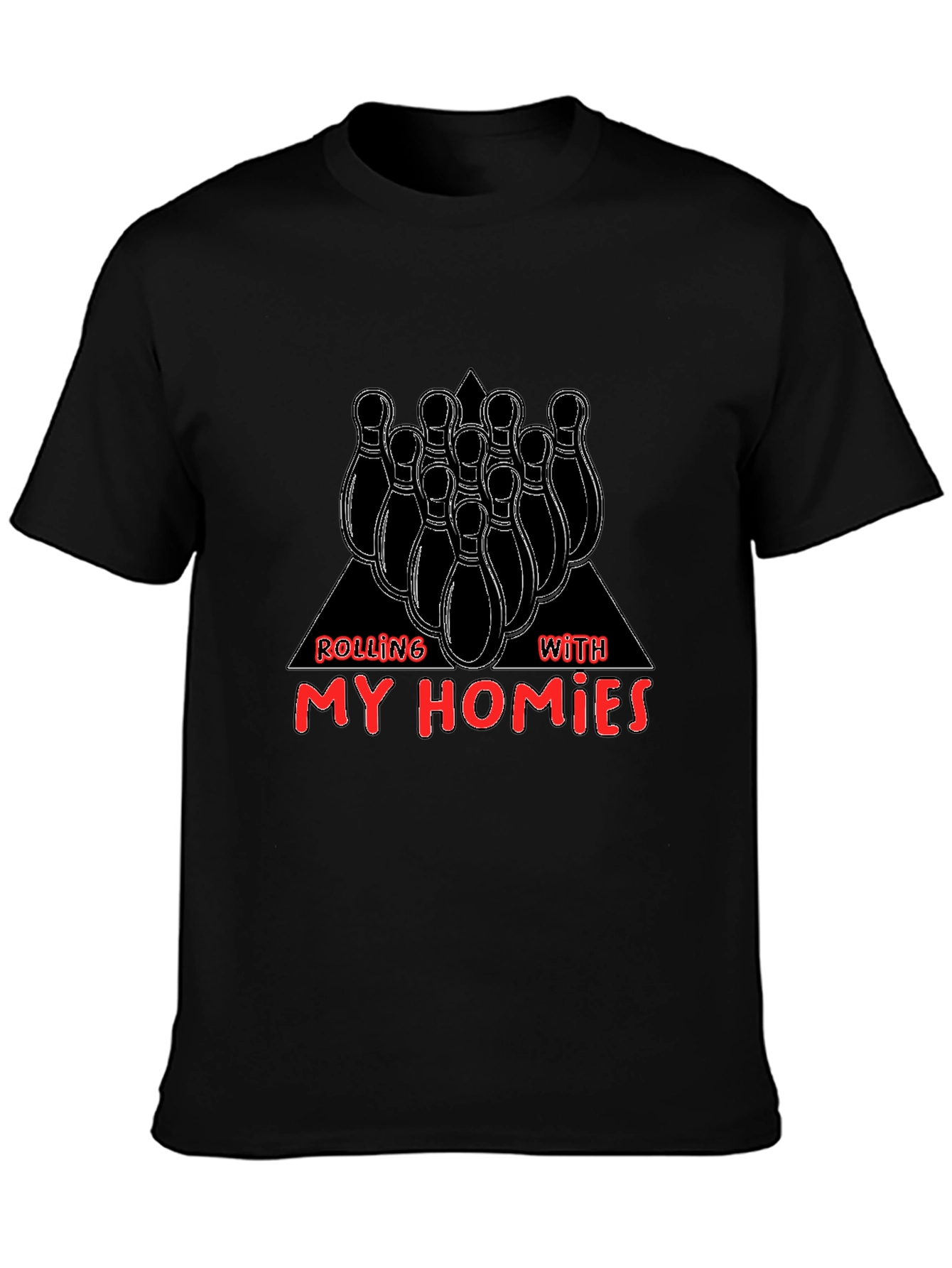 Black Rolling With My Homies Bowling T-Shirt view 3