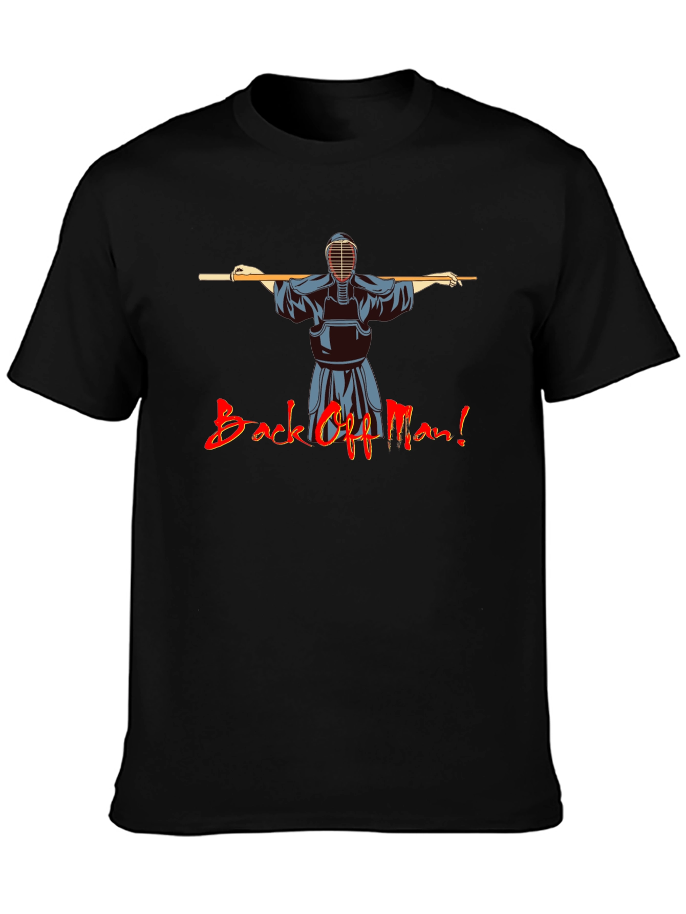 Black Back Off Man! Kendo Martial Arts Black T-Shirt view 3