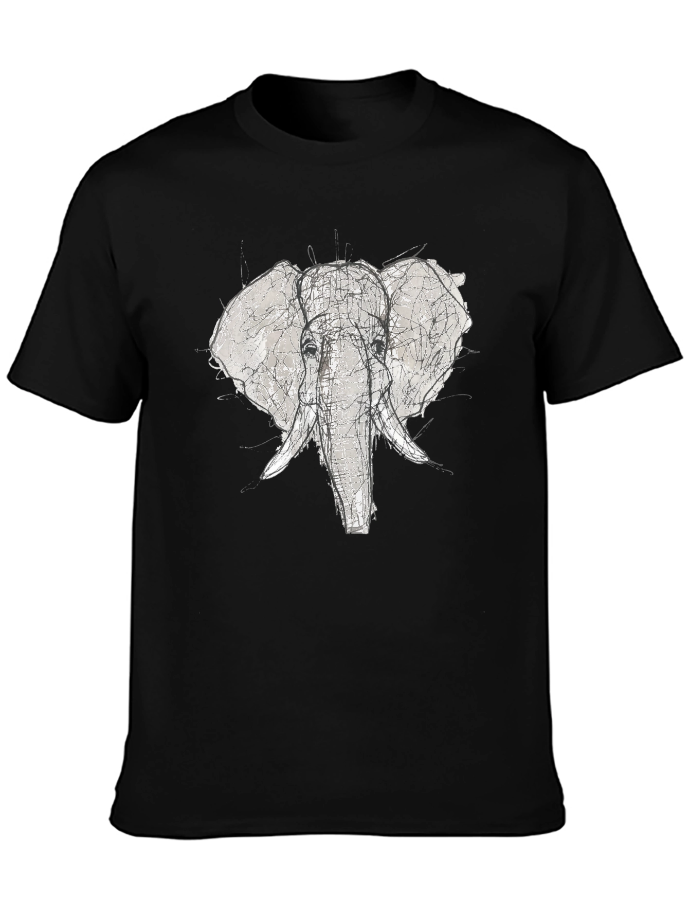 Black Elephant Sketch Graphic Tee - Black view 3