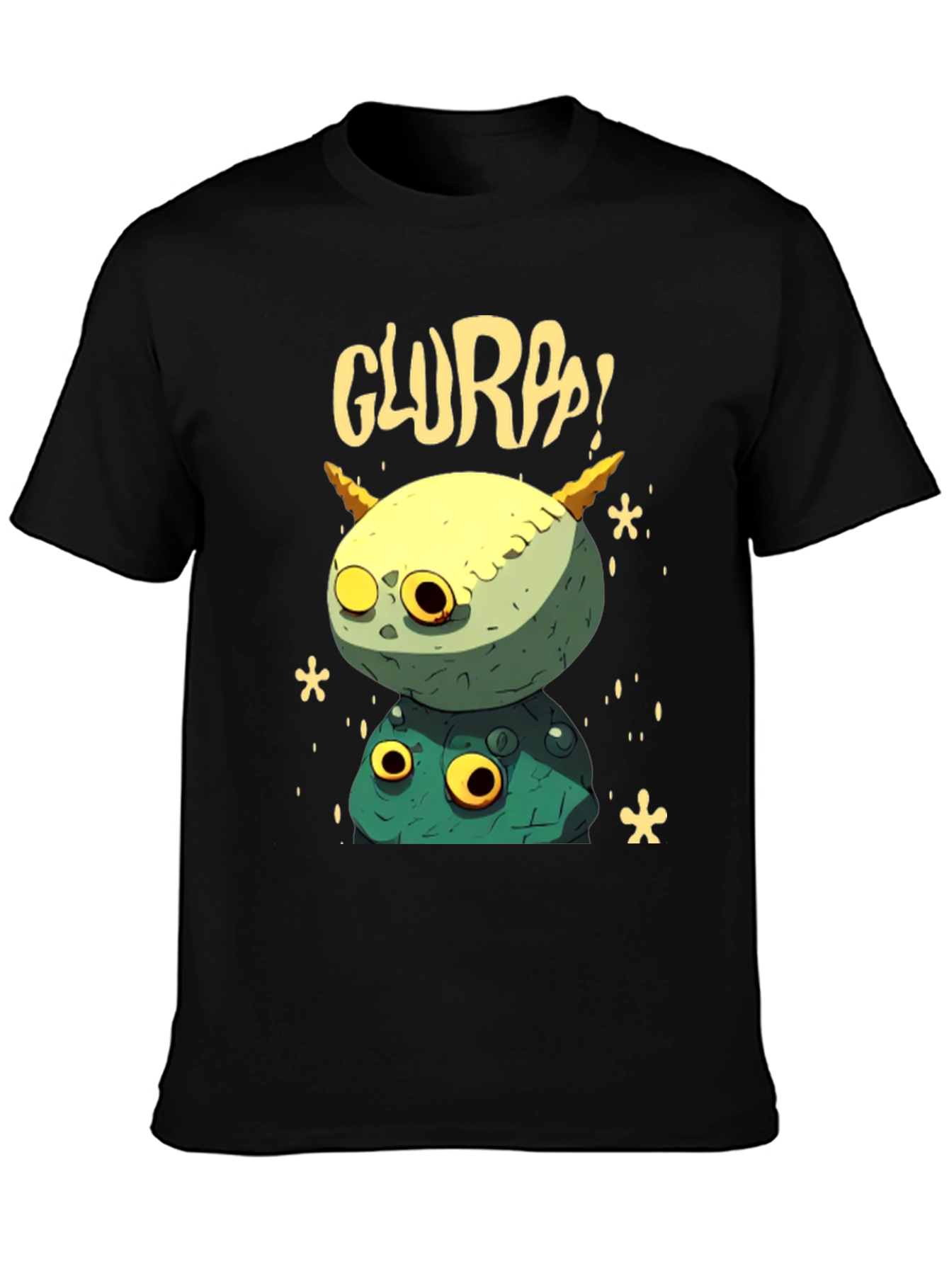 Black Glurpp! Monster Stack T-Shirt - Funky Graphic Tee view 3