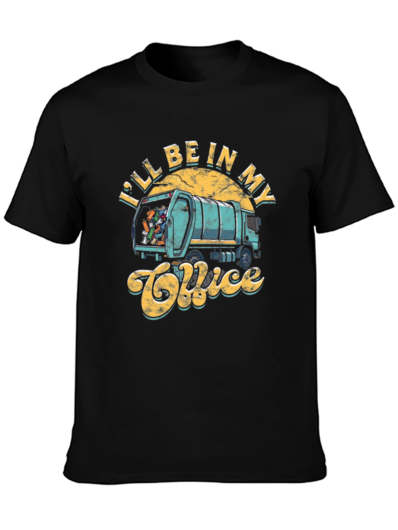 Black I'll Be In My Office Garbage Truck Graphic T-Shirt view 3