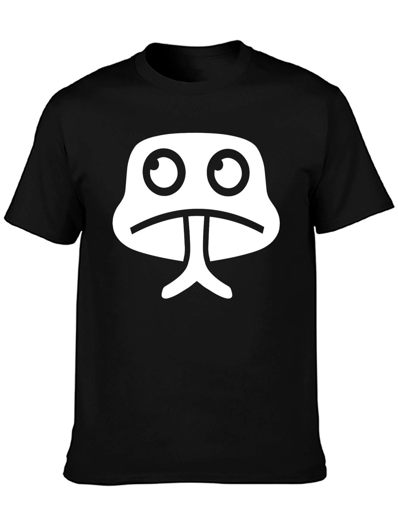 Black Funny Sad Face Graphic T-Shirt - Trendy Black Tee view 3